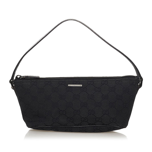 Gucci GG Boat Baguette SHG Canvas Black Handbag 16
