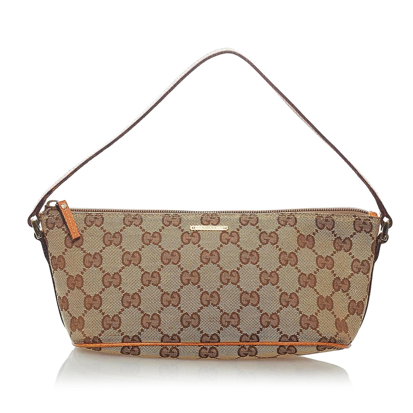 Gucci GG Boat Baguette SHG Canvas Brown Handbag 17