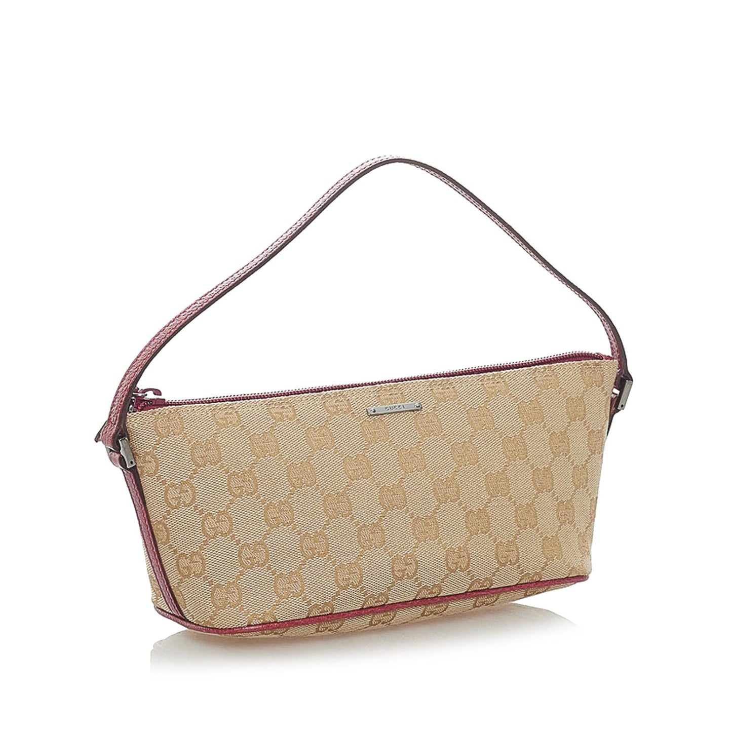 Gucci GG Boat Baguette SHG Canvas Brown Handbag 16