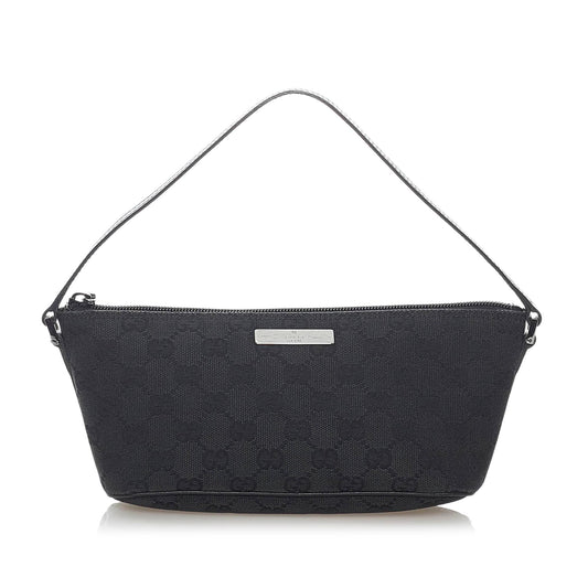Gucci GG Boat Baguette SHG Canvas Black Handbag 17