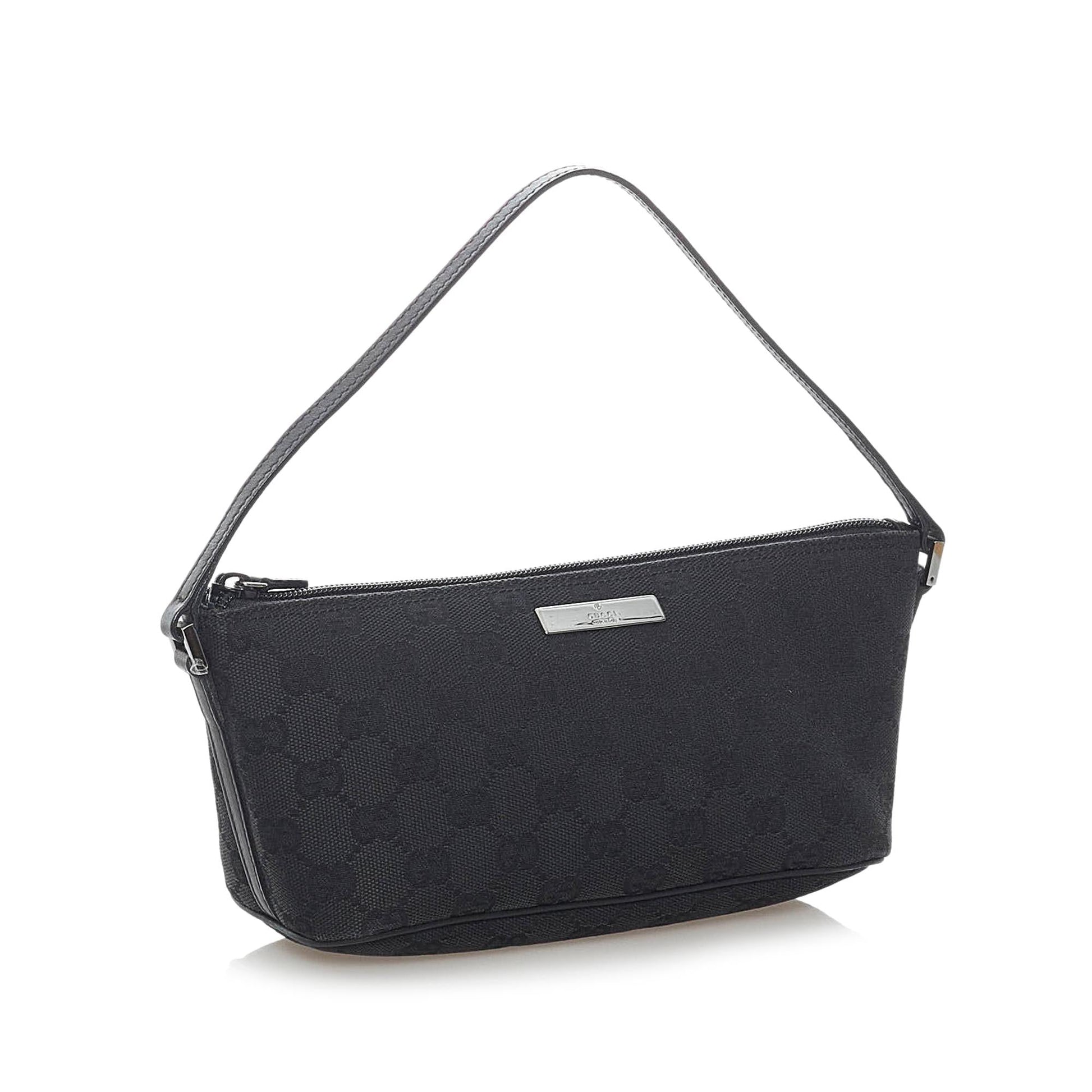 Gucci GG Boat Baguette SHG Canvas Black Handbag 17