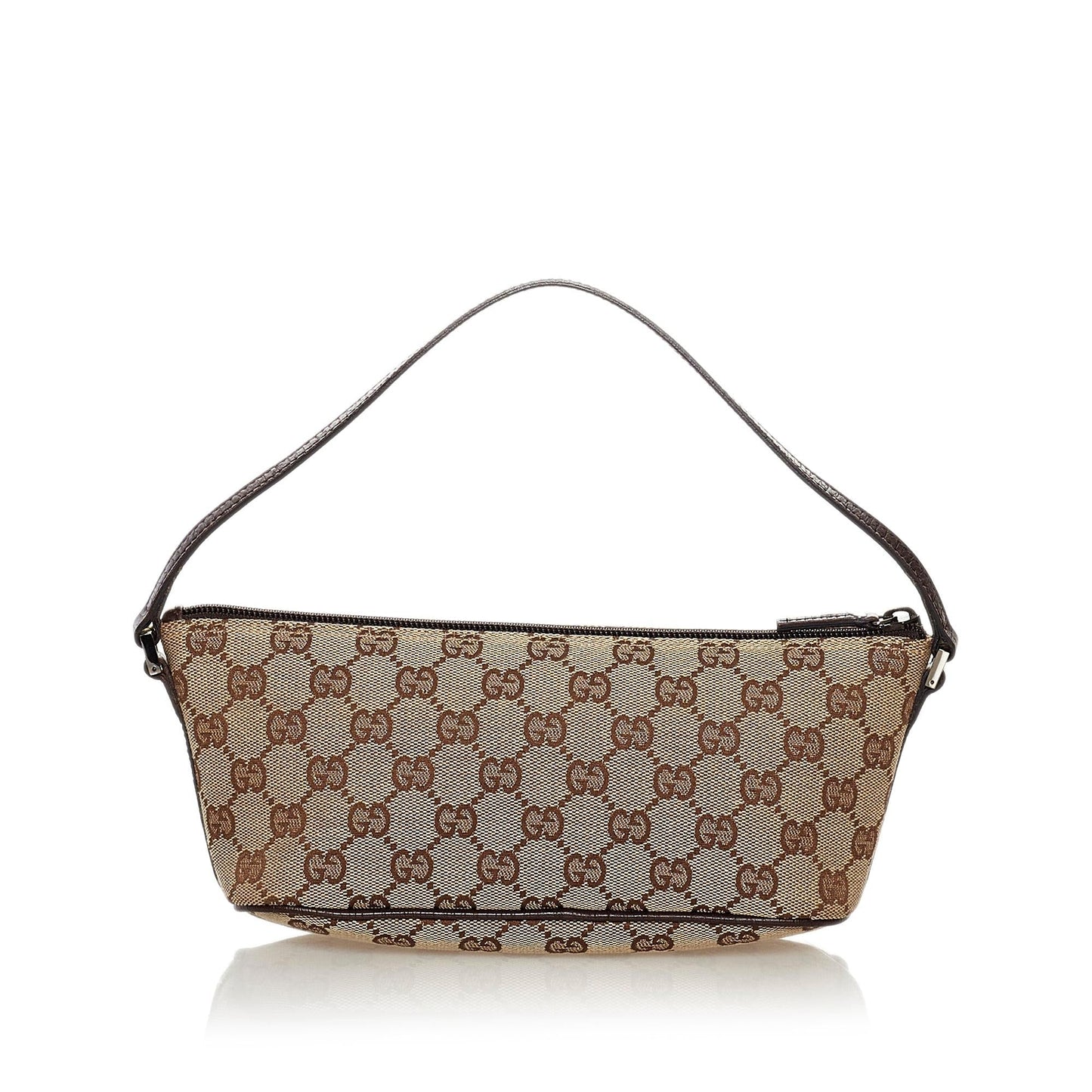 Gucci GG Boat Baguette SHG Canvas Brown Handbag 19