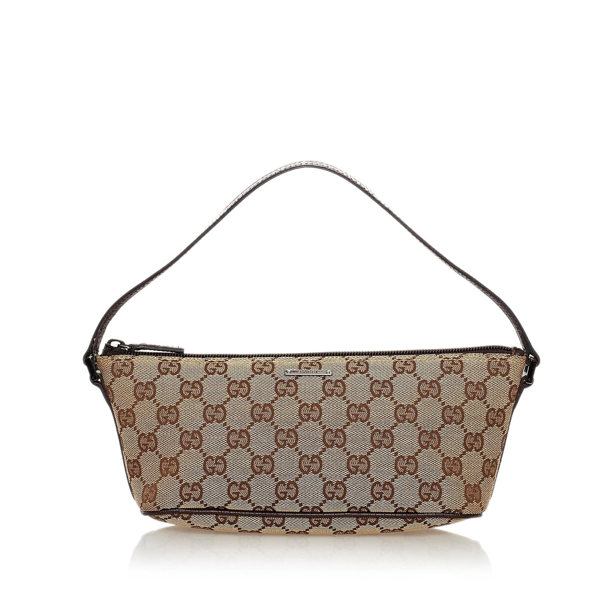 Gucci GG Boat Baguette SHG Canvas Brown Handbag 19