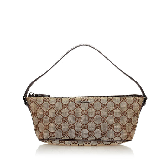 Gucci GG Boat Baguette SHG Canvas Brown Handbag 19
