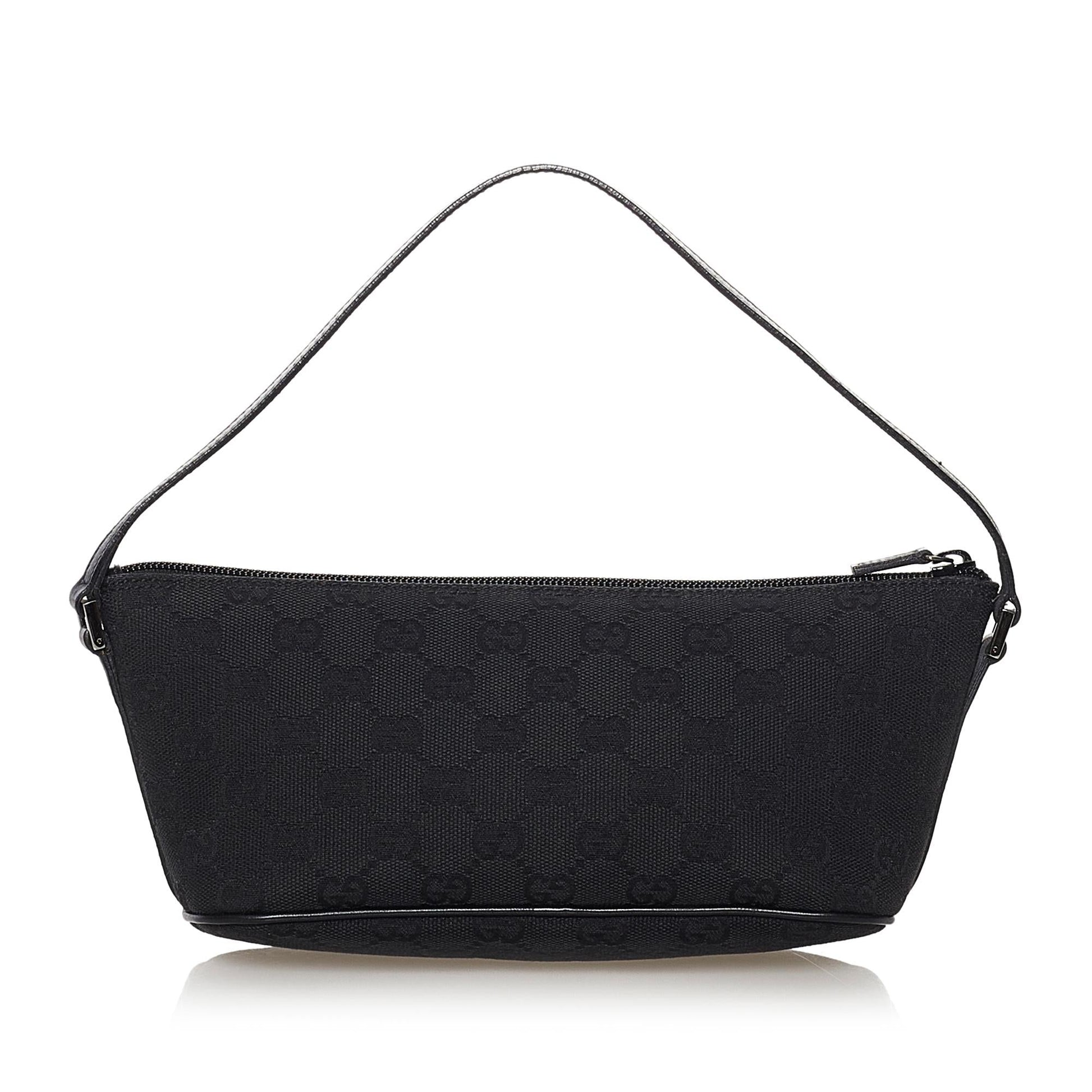 Gucci GG Boat Baguette SHG Canvas Black Handbag 18