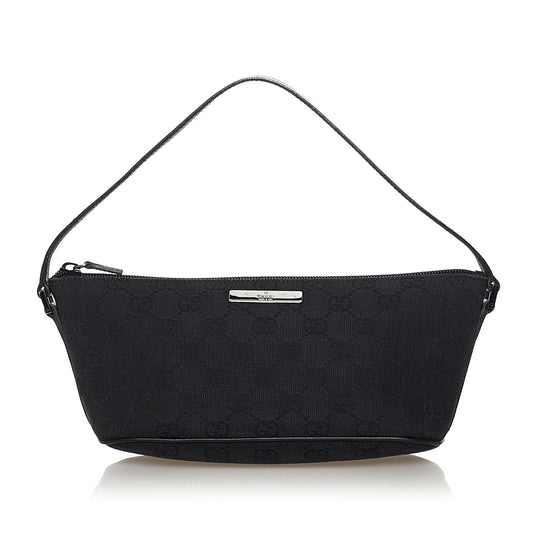 Gucci GG Boat Baguette SHG Canvas Black Handbag 18