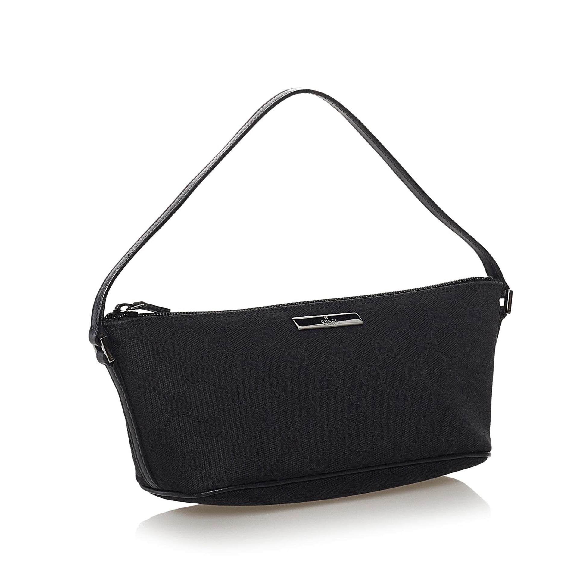 Gucci GG Boat Baguette SHG Canvas Black Handbag 18