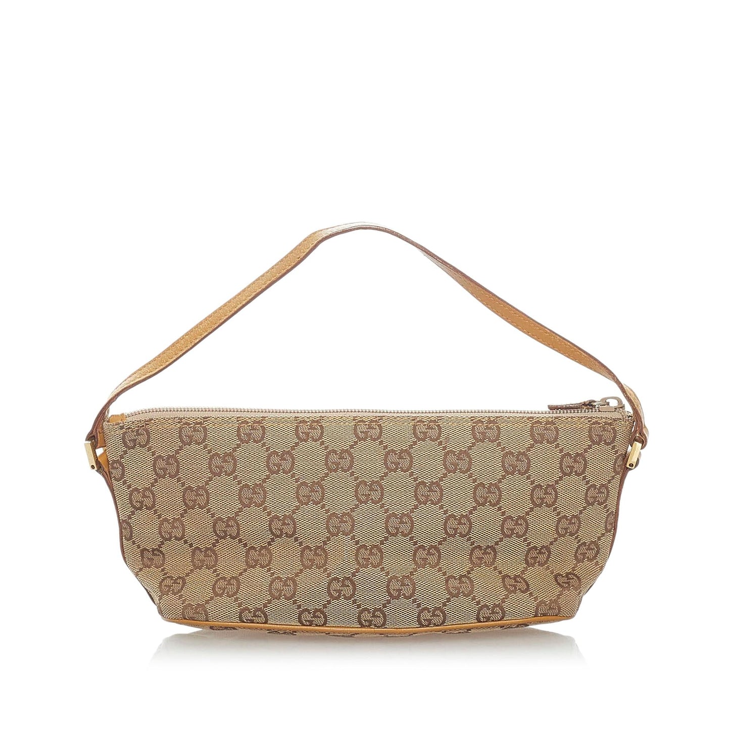 Gucci GG Boat Baguette SHG Canvas Brown Handbag