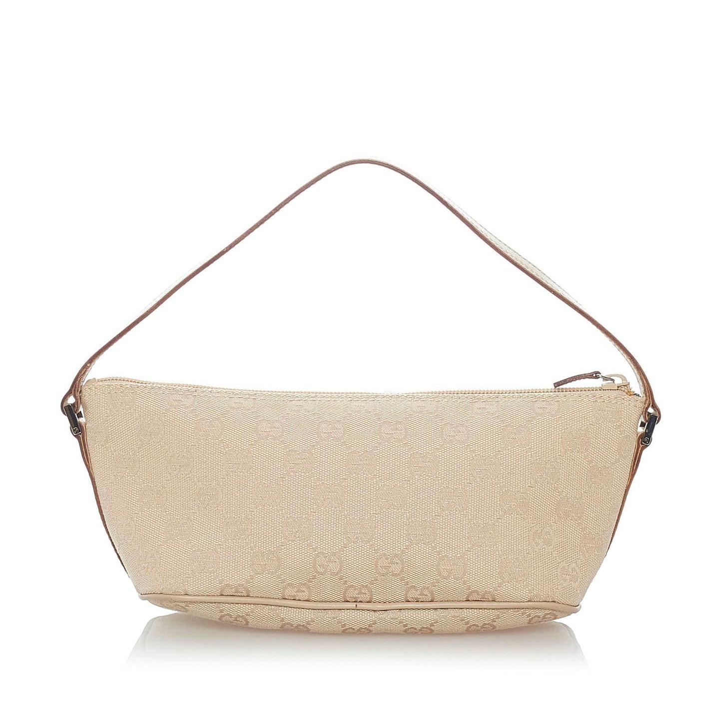 Gucci GG Boat Baguette SHG Canvas Brown Handbag Baguette Shg