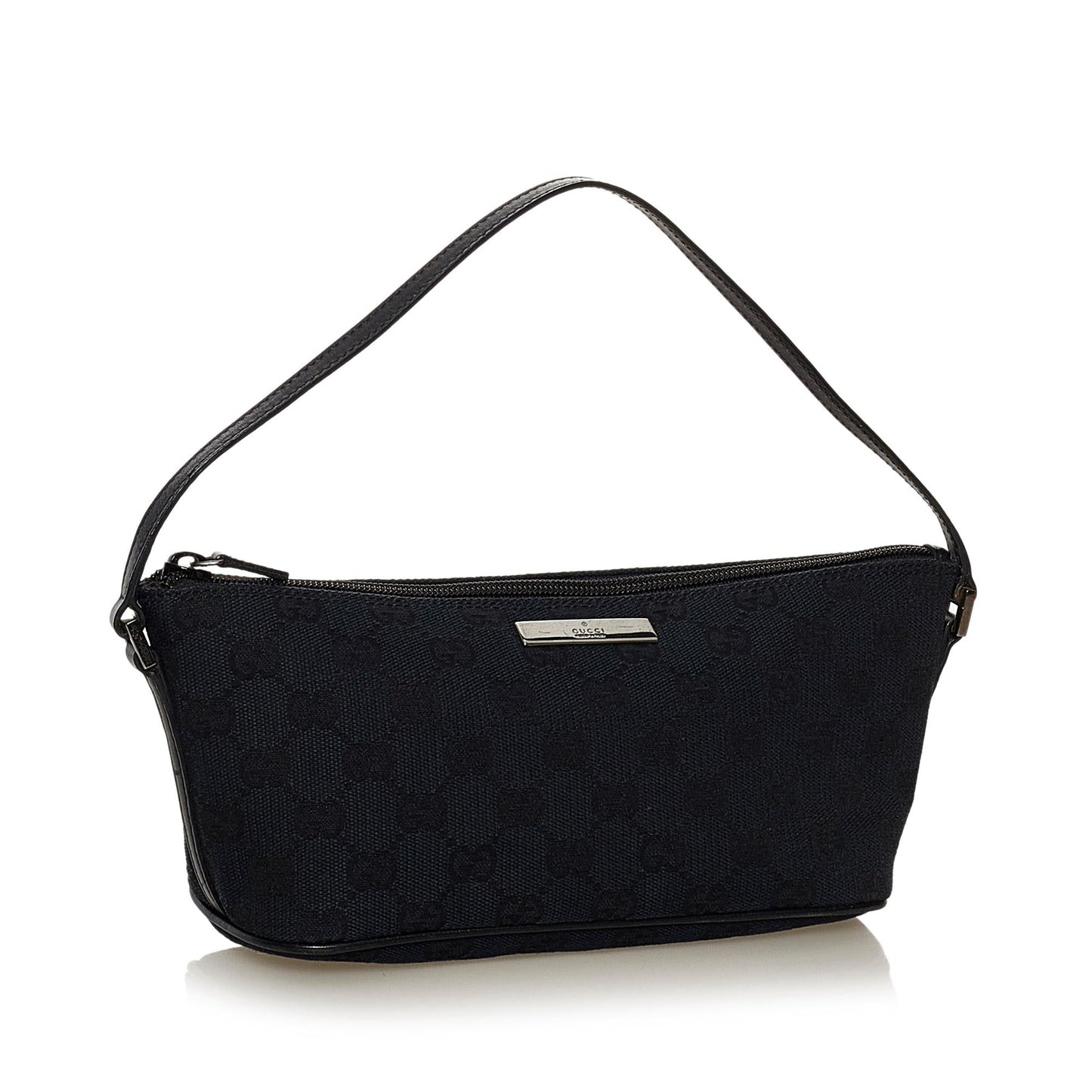 Gucci GG Boat Baguette SHG Canvas Black Handbag Baguette Shg