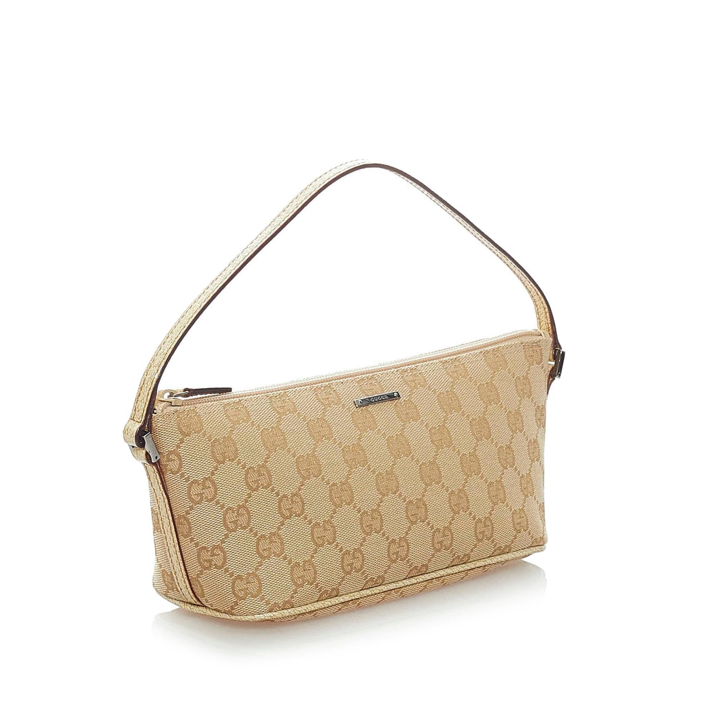 Gucci GG Boat Baguette SHG Canvas Brown Handbag 3