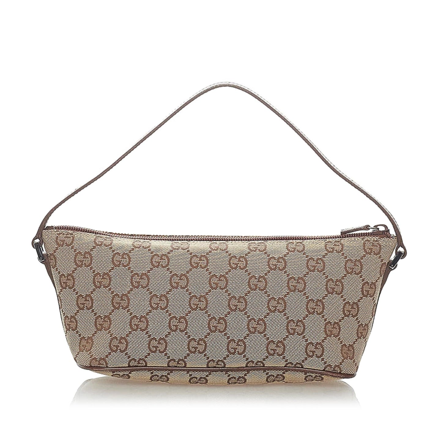 Gucci GG Boat Baguette SHG Canvas Brown Handbag 4
