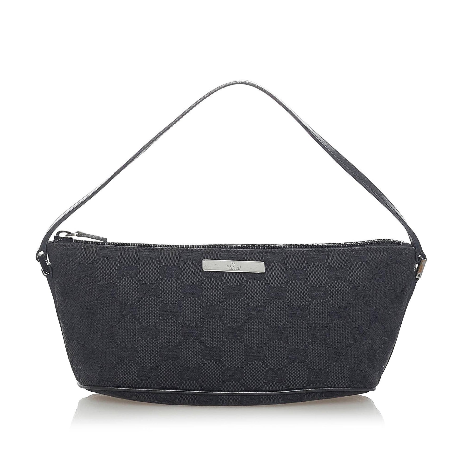 Gucci GG Boat Baguette SHG Canvas Black Handbag 3