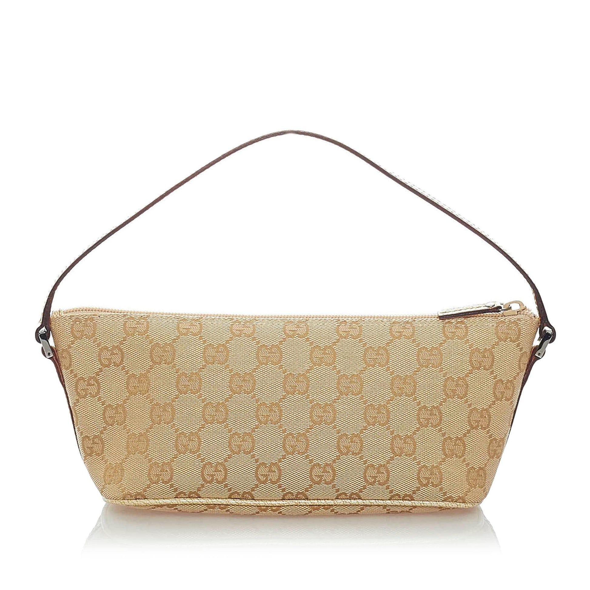Gucci GG Boat Baguette SHG Canvas Brown Handbag 6