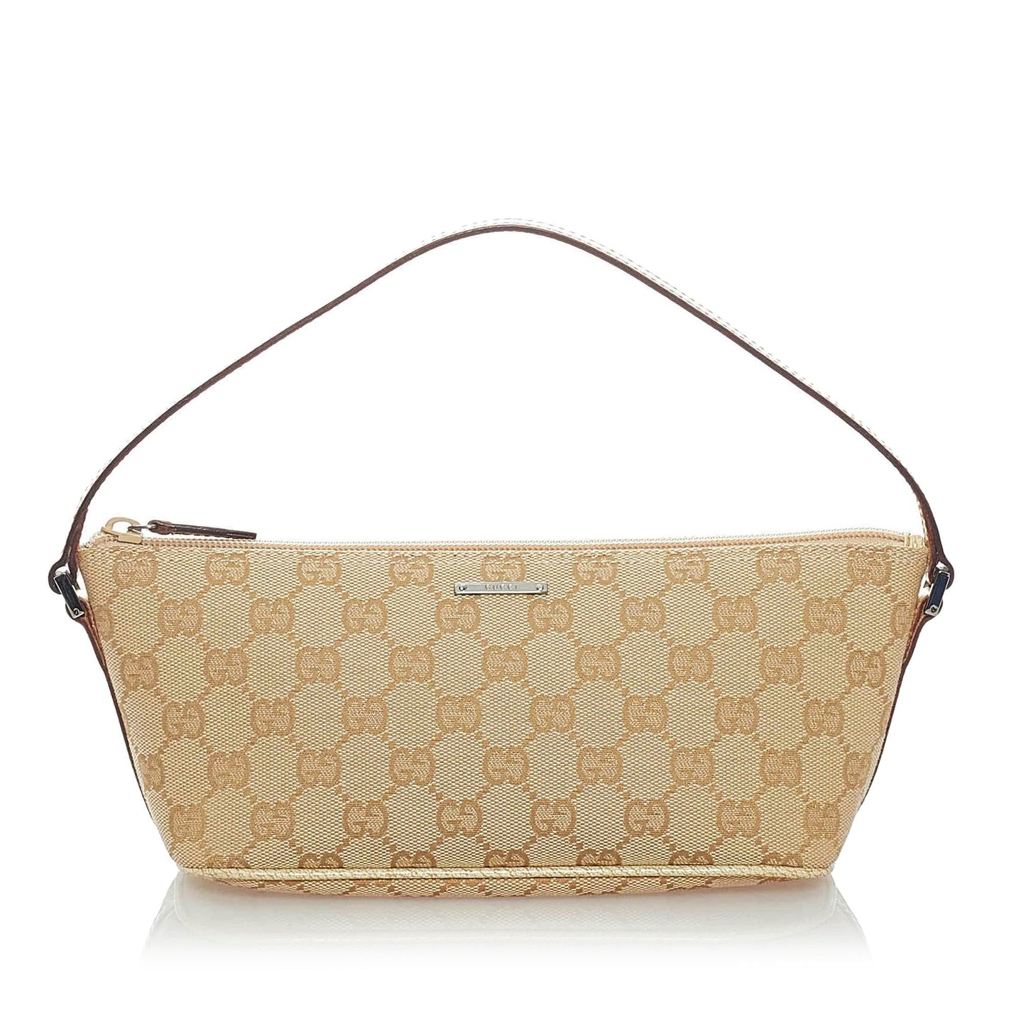 Gucci GG Boat Baguette SHG Canvas Brown Handbag 6