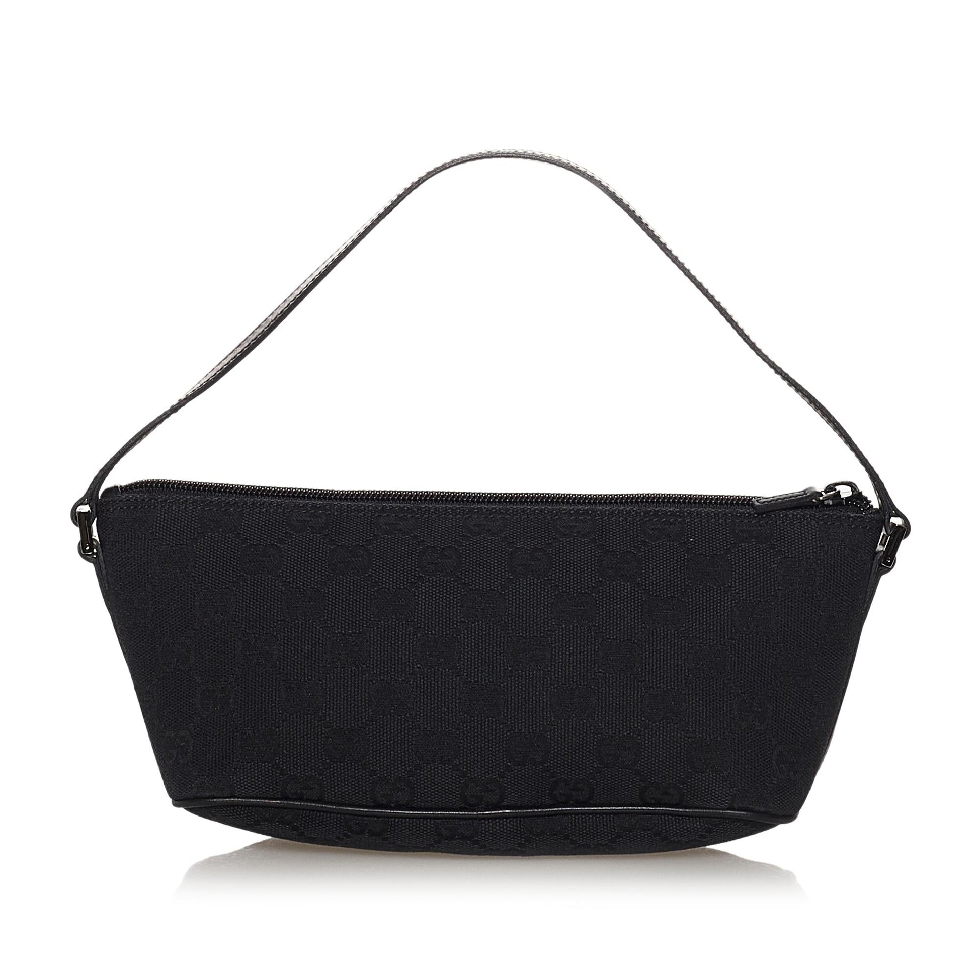 Gucci GG Boat Baguette SHG Canvas Black Handbag 4