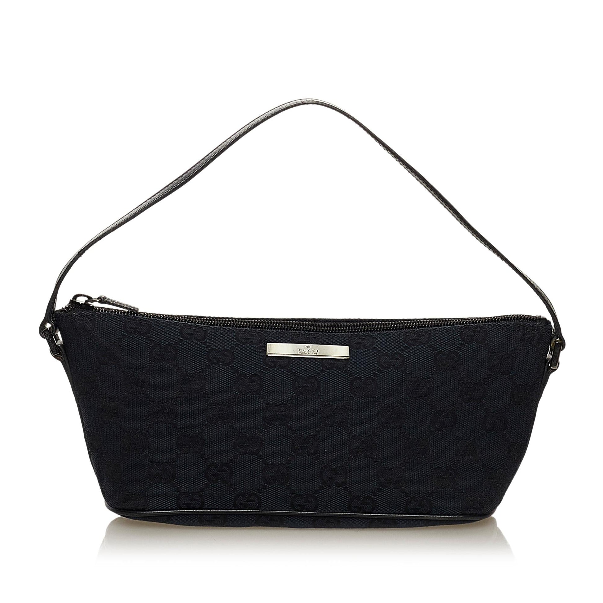 Gucci GG Boat Baguette SHG Canvas Black Handbag 5