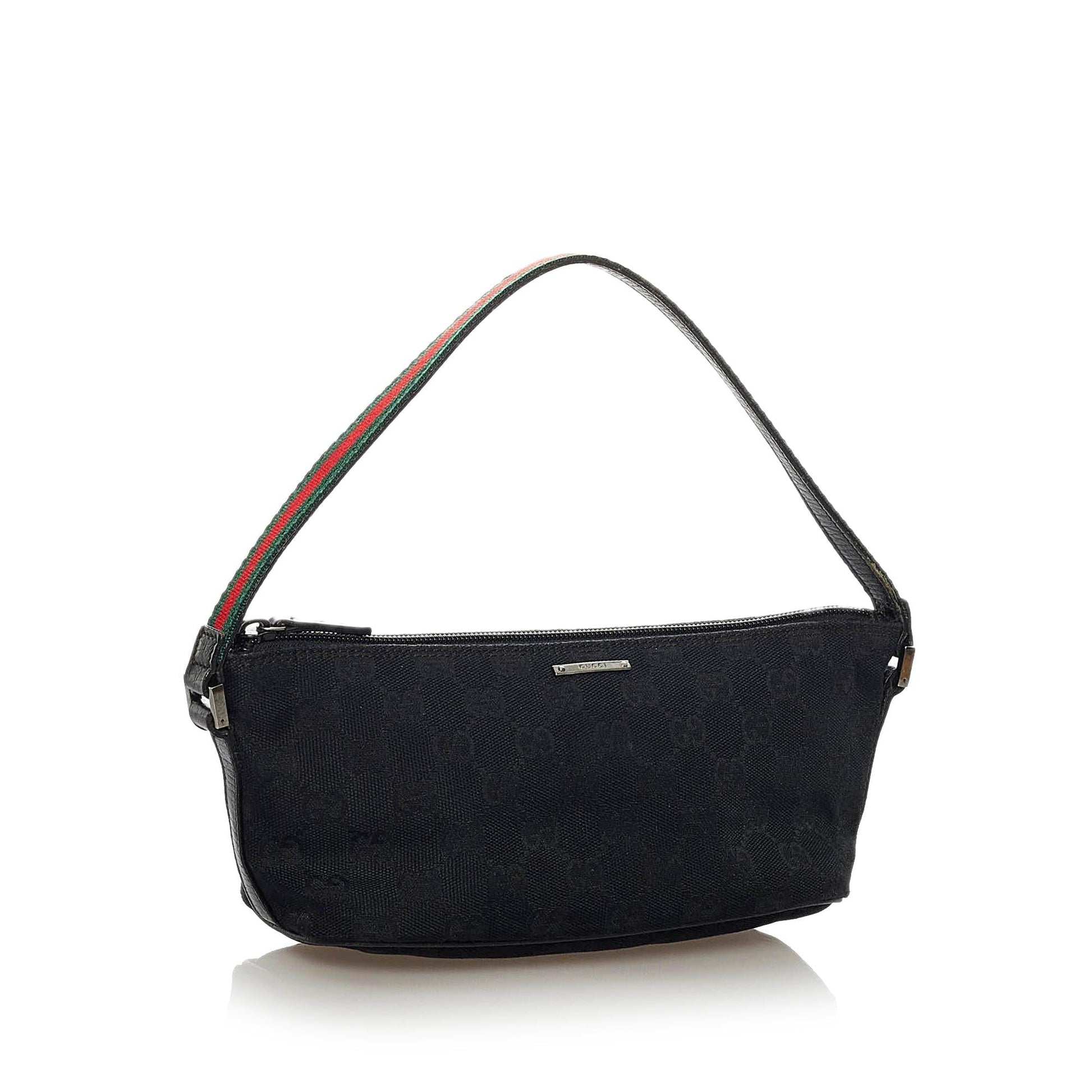 Gucci GG Boat Baguette SHG Canvas Black Handbag 6