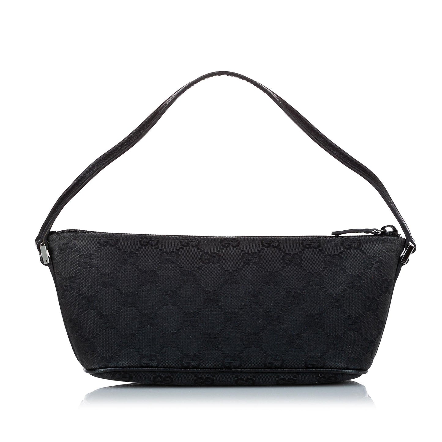 Gucci GG Boat Baguette SHG Canvas Calf Black Handbag