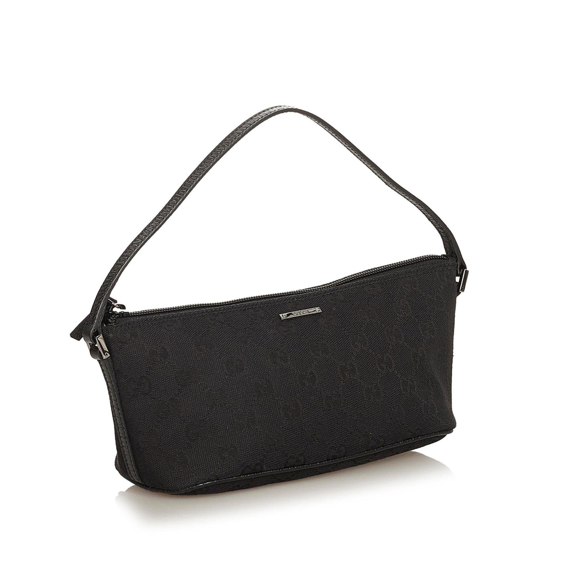 Gucci GG Boat Baguette SHG Canvas Black Handbag 7