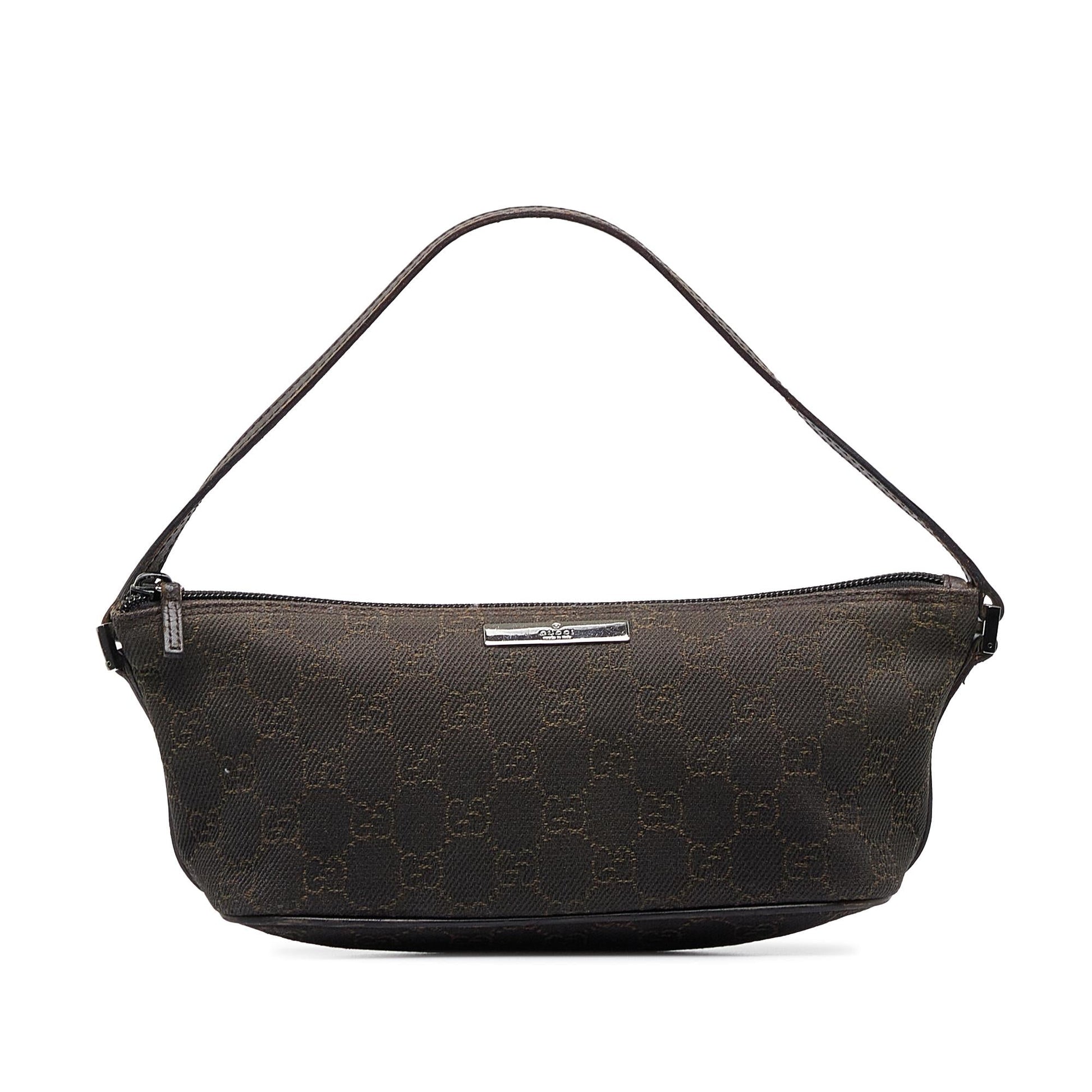 Gucci GG Boat Pochette SHG-nfSEnq Canvas Calf Brown Handbag