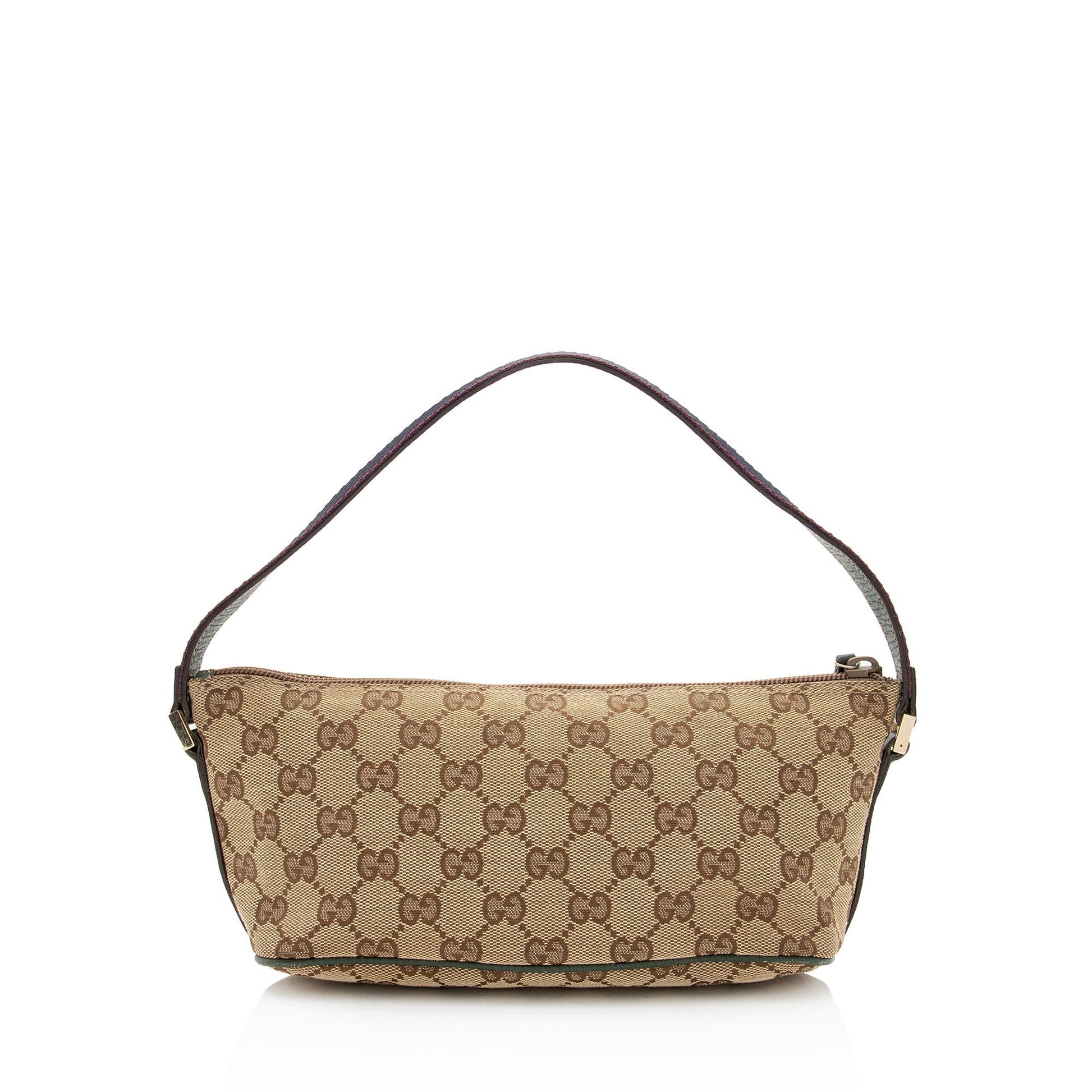Gucci GG Classic Pochette SHF-QPrDNd Leather Canvas Nylon Beige Clutch Bag