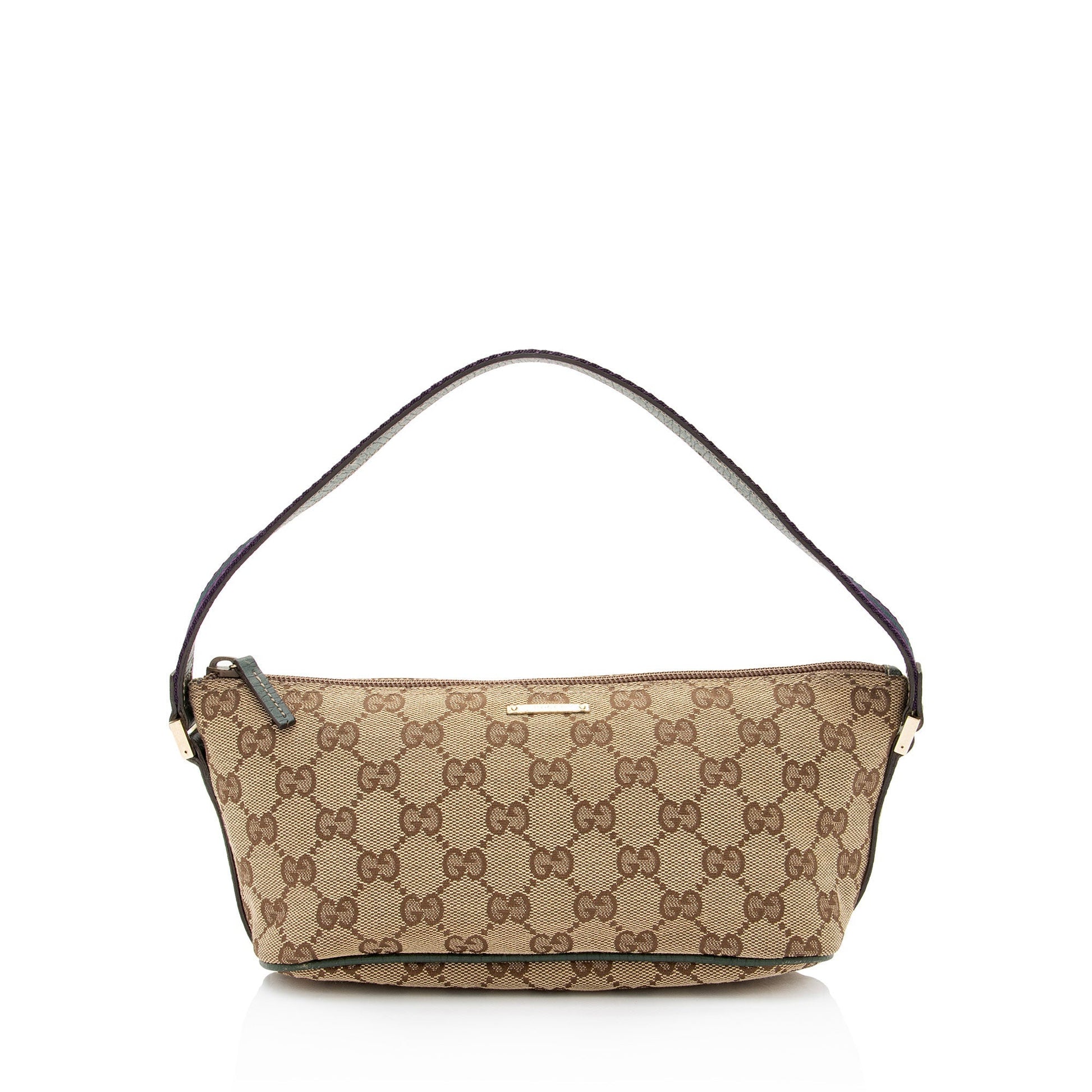 Gucci GG Classic Pochette SHF-QPrDNd Leather Canvas Nylon Beige Clutch Bag