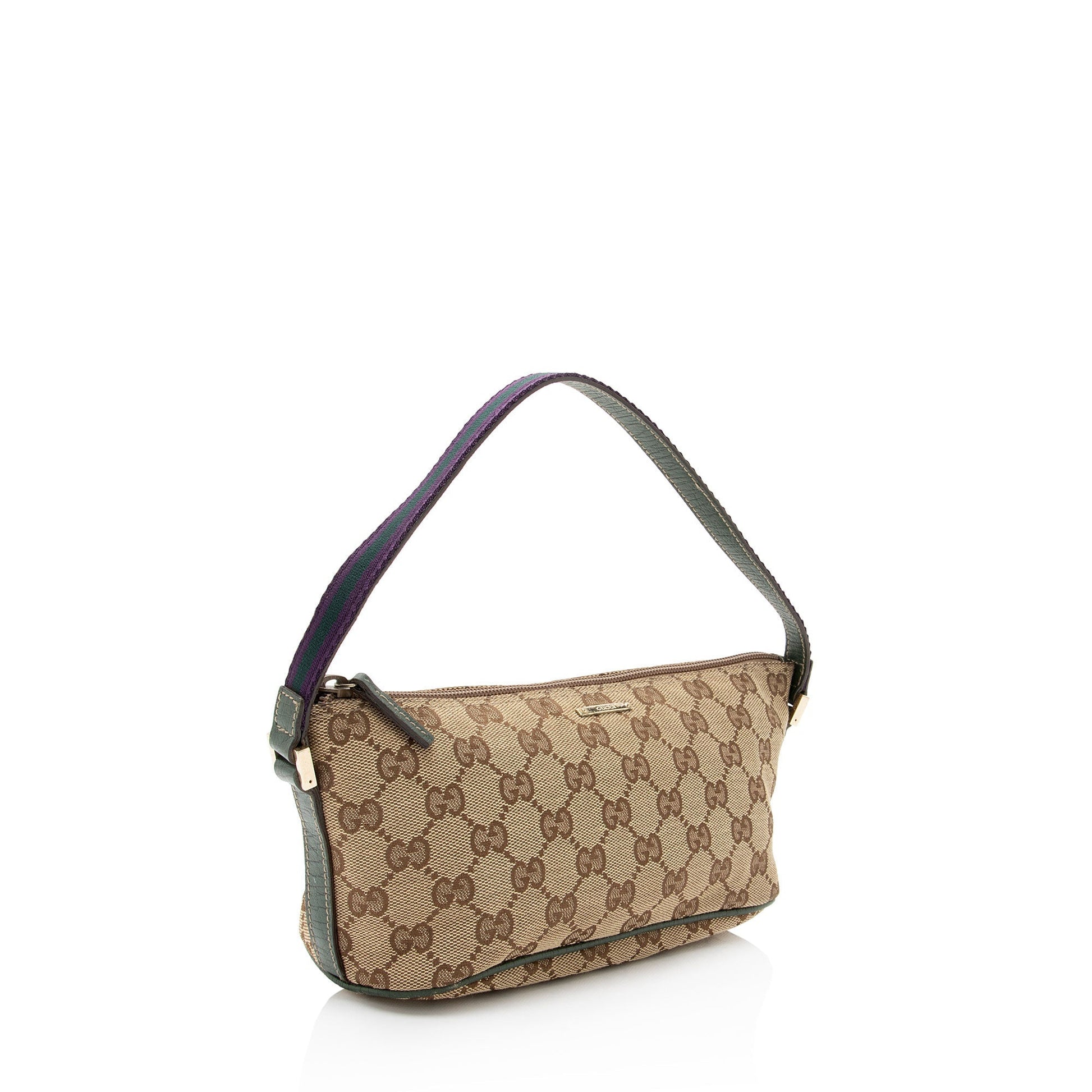 Gucci GG Classic Pochette SHF-QPrDNd Leather Canvas Nylon Beige Clutch Bag