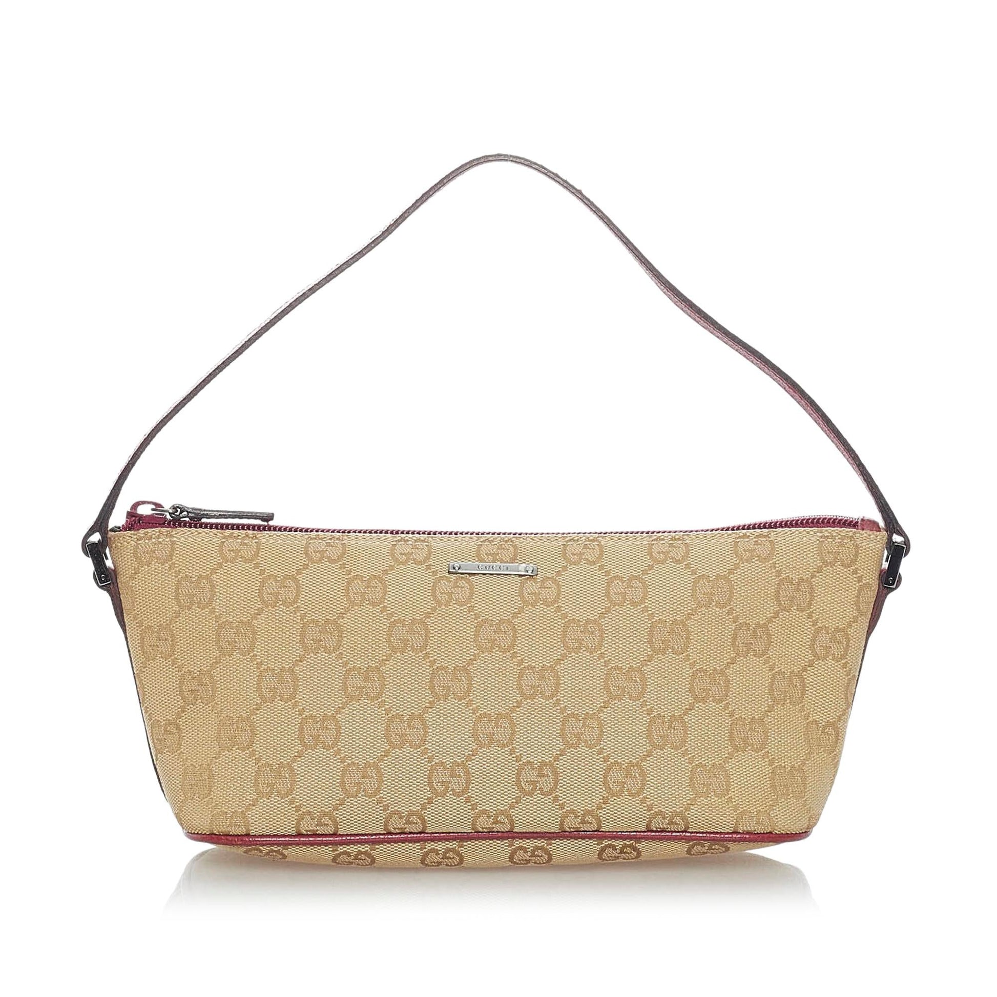 Gucci GG Boat SHG Canvas Brown Handbag 4
