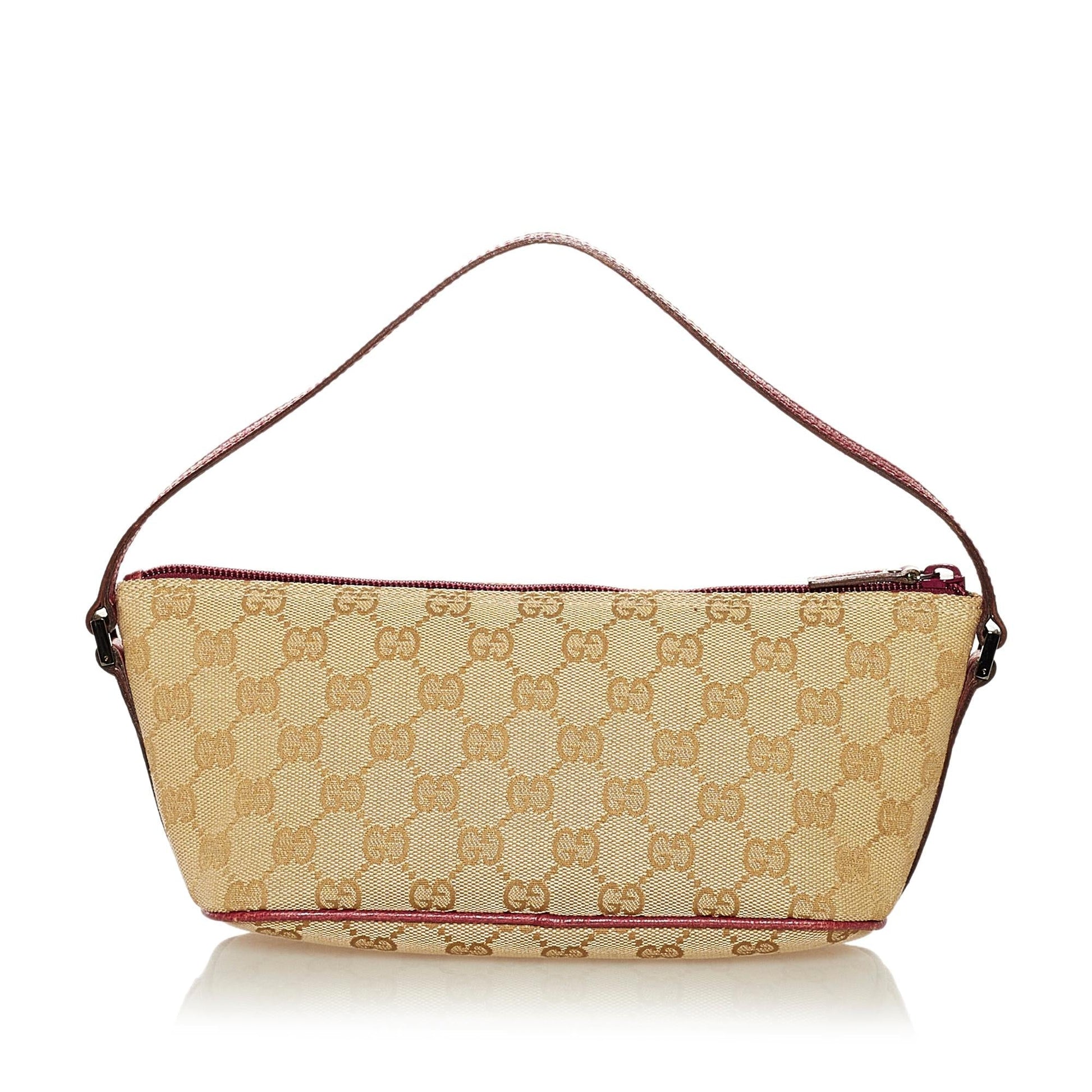 Gucci GG Boat SHG Canvas Brown Handbag