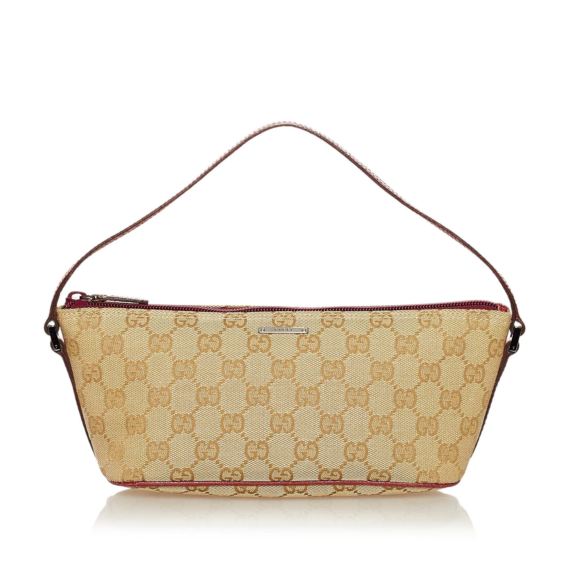 Gucci GG Boat SHG Canvas Brown Handbag