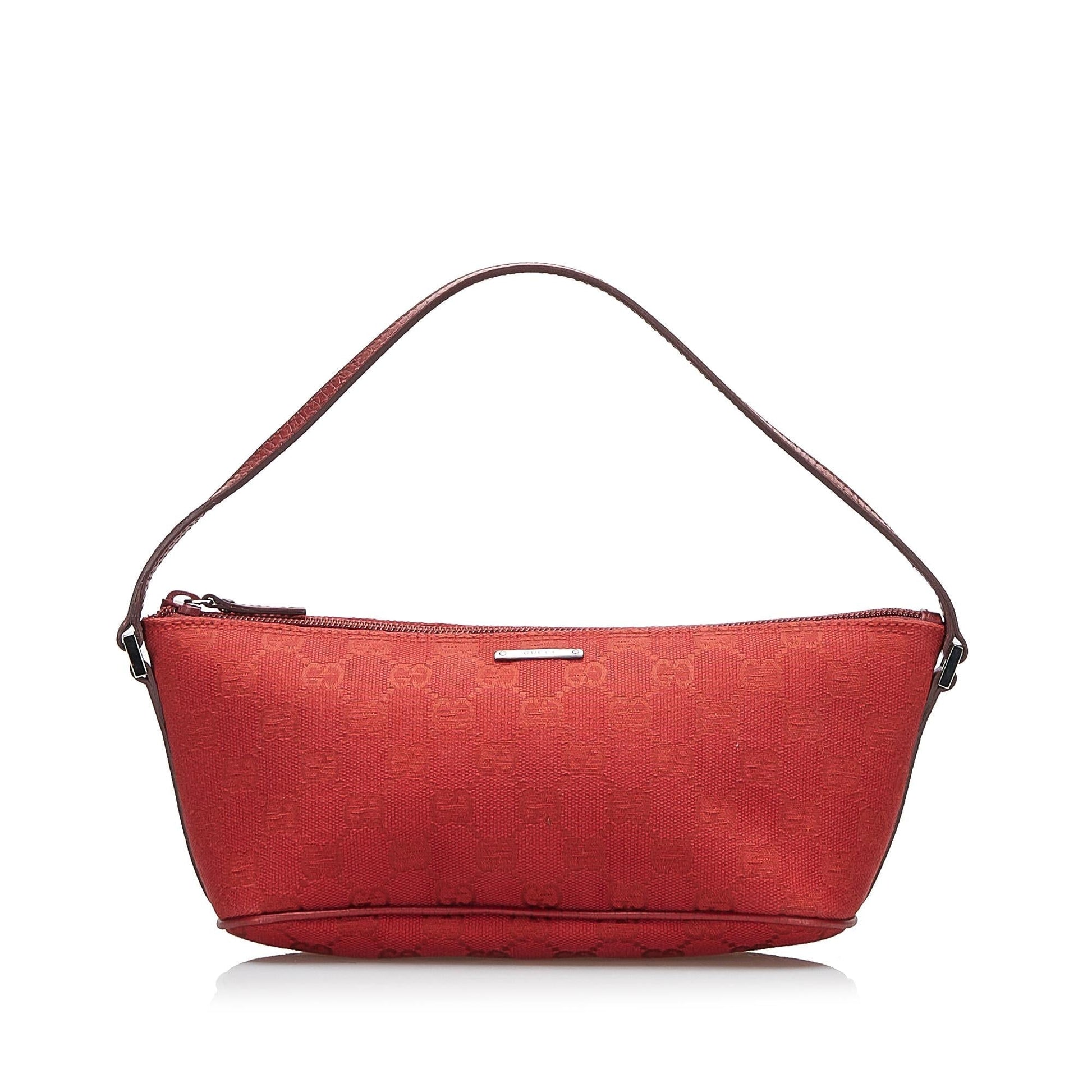 Gucci GG Boat SHG-7QOU6C Canvas Red Handbag