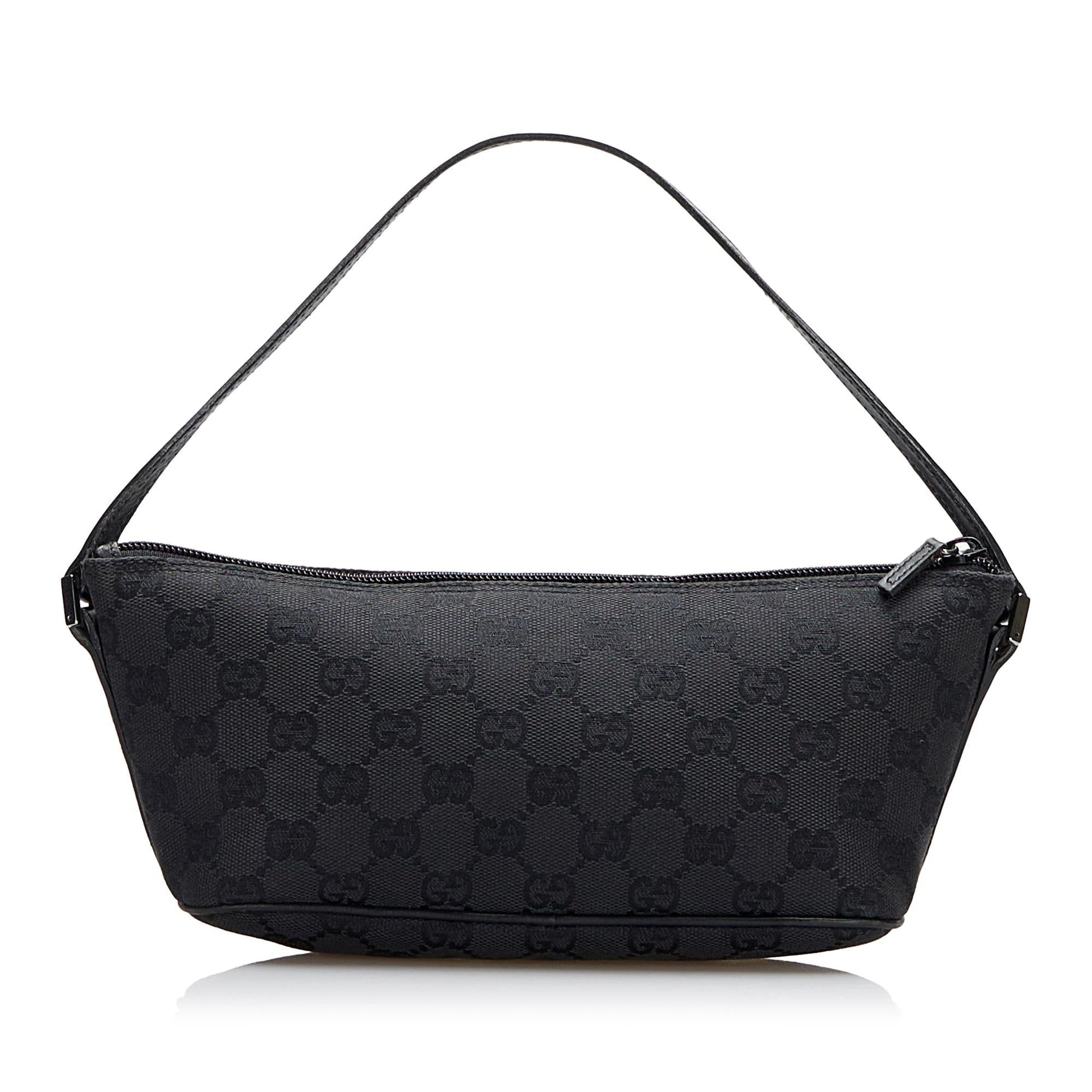 Gucci GG Boat SHG-WT5dDi Canvas Calf Black Handbag