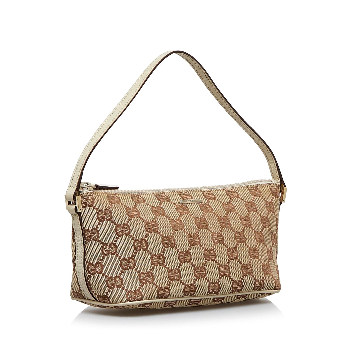 Gucci GG Boat SHG-UBdC5O Canvas Calf White Brown Handbag