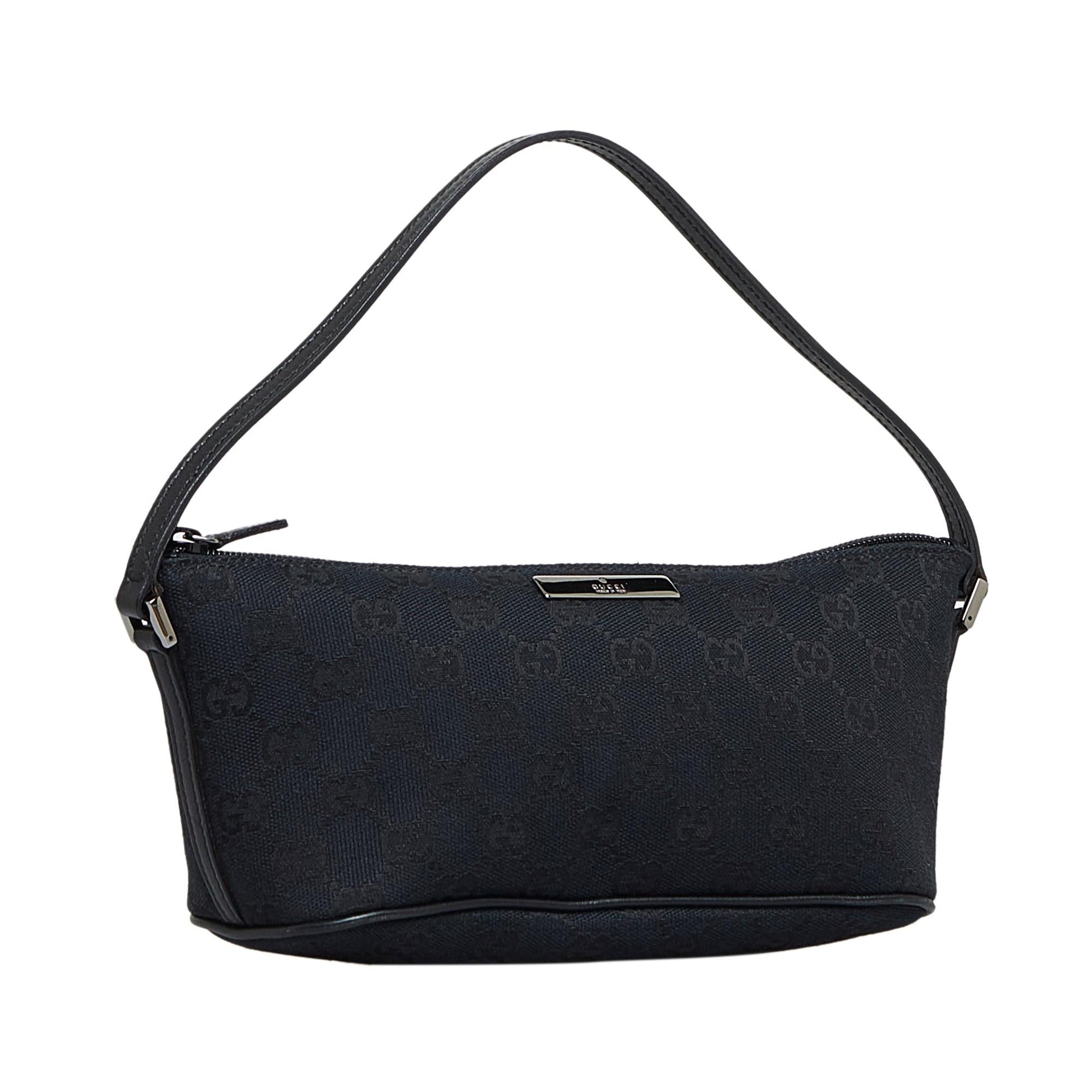 Gucci GG Boat SHG-hJQf4l Canvas Calf Black Handbag