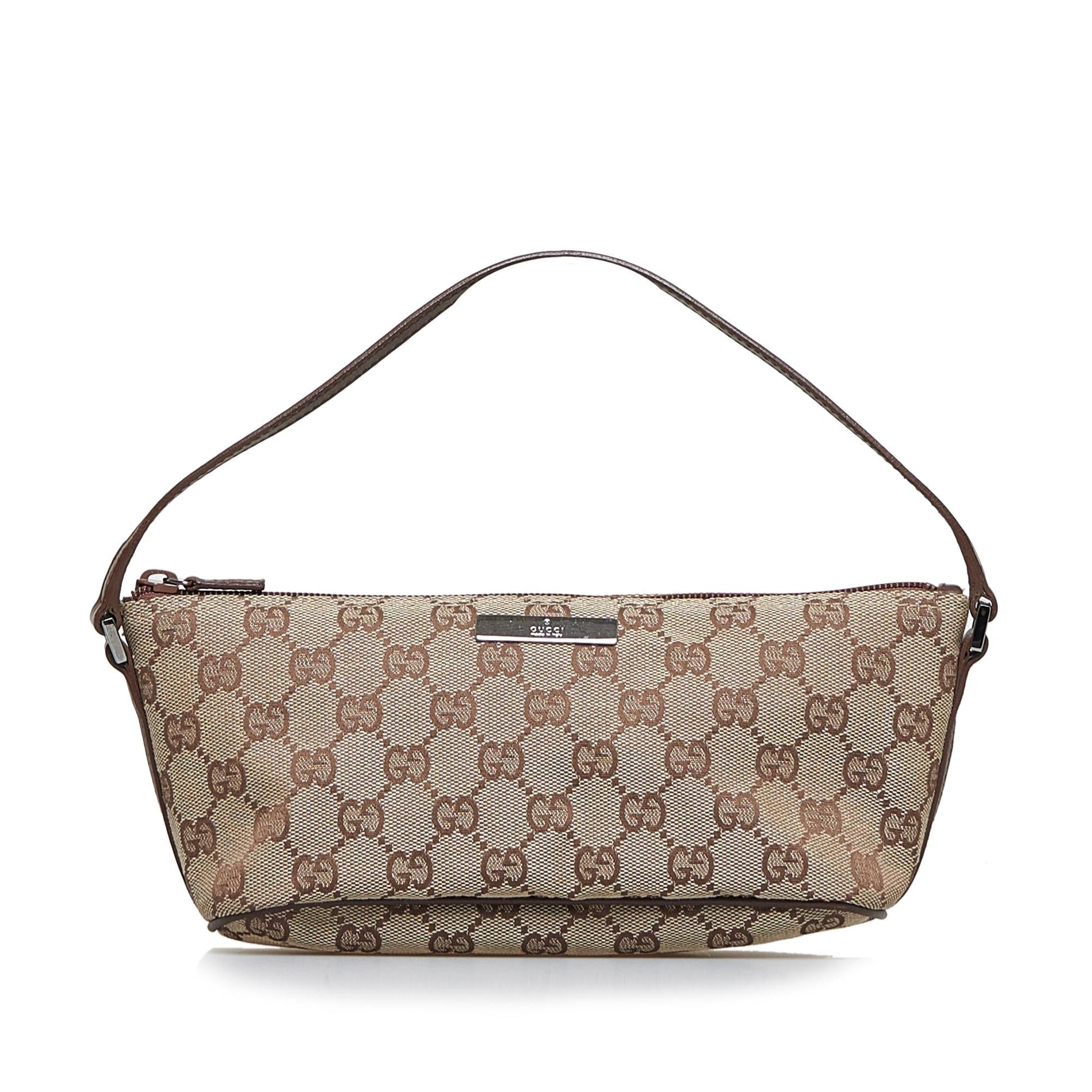 Gucci GG Boat SHG-VYfCJz Canvas Brown Handbag