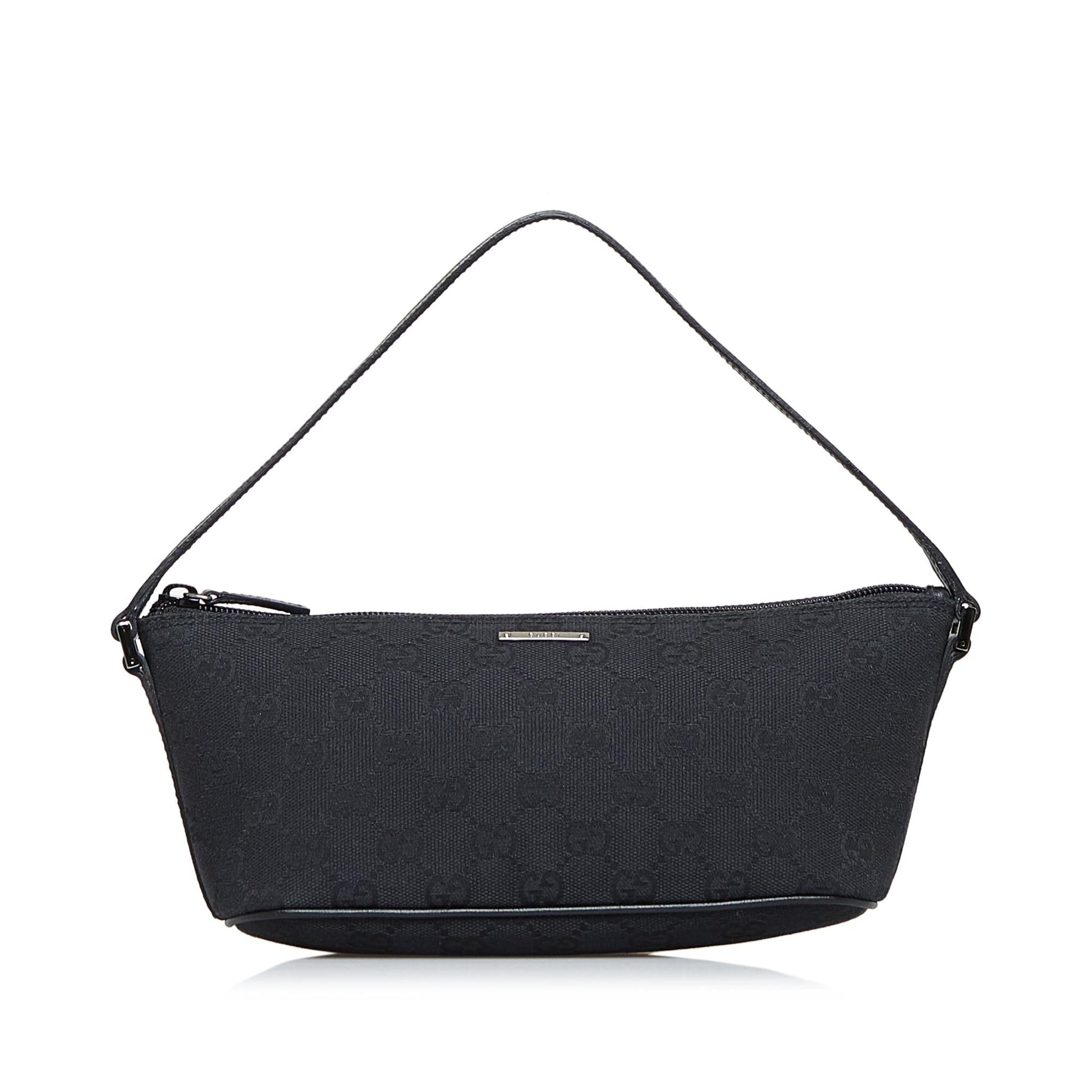 Gucci GG Boat SHG-h8iDk5 Canvas Calf Black Handbag