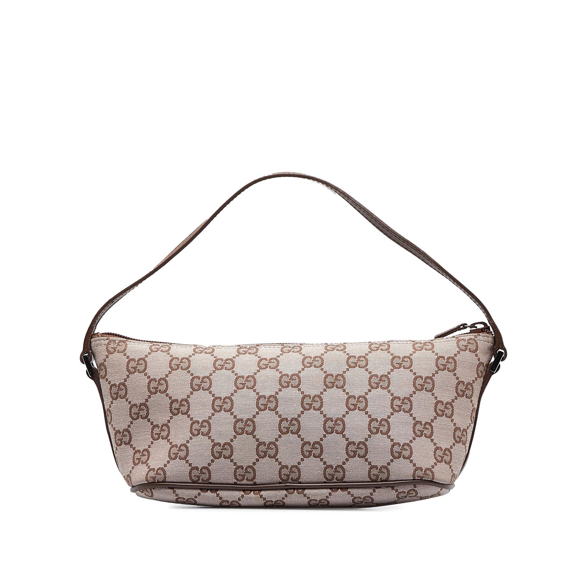 Gucci GG Boat SHG-peR5k2 Canvas Calf Brown Handbag
