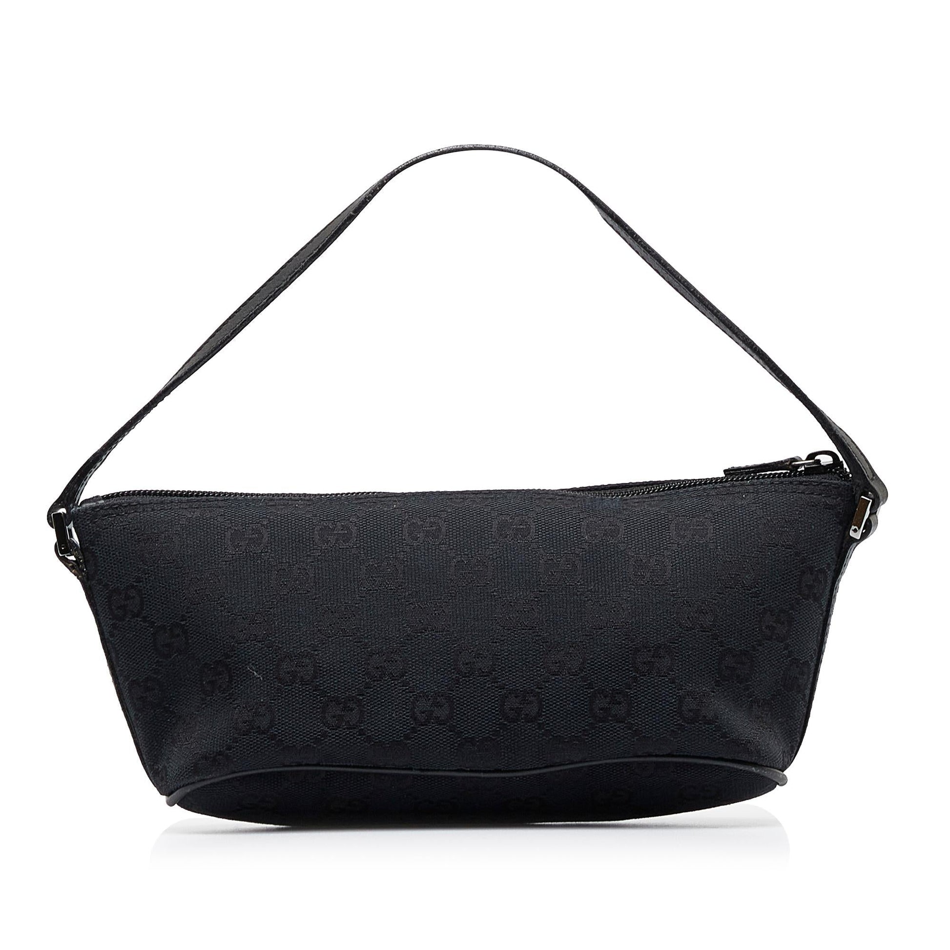 Gucci GG Boat SHG-f1ySfg Canvas Calf Black Handbag
