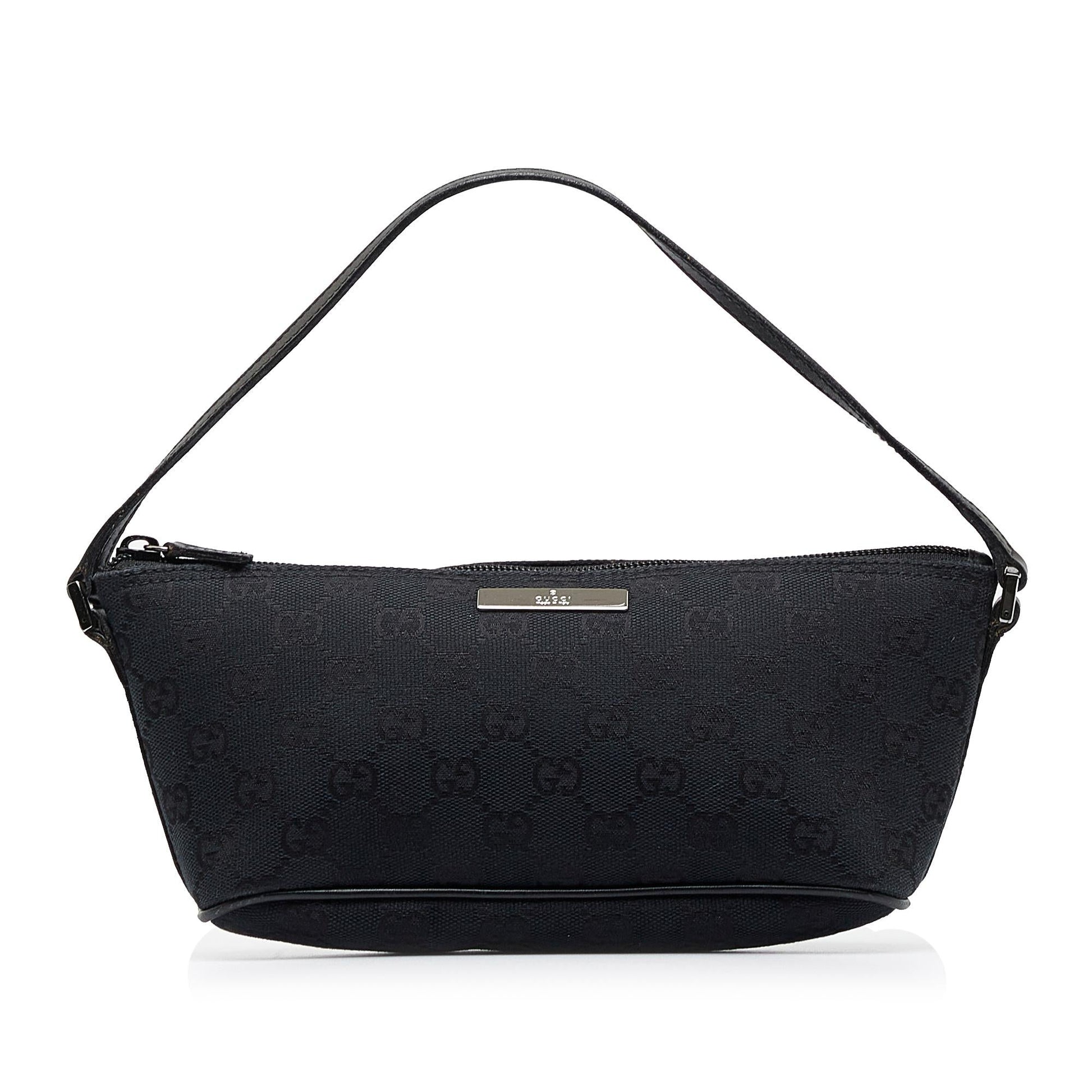 Gucci GG Boat SHG-f1ySfg Canvas Calf Black Handbag