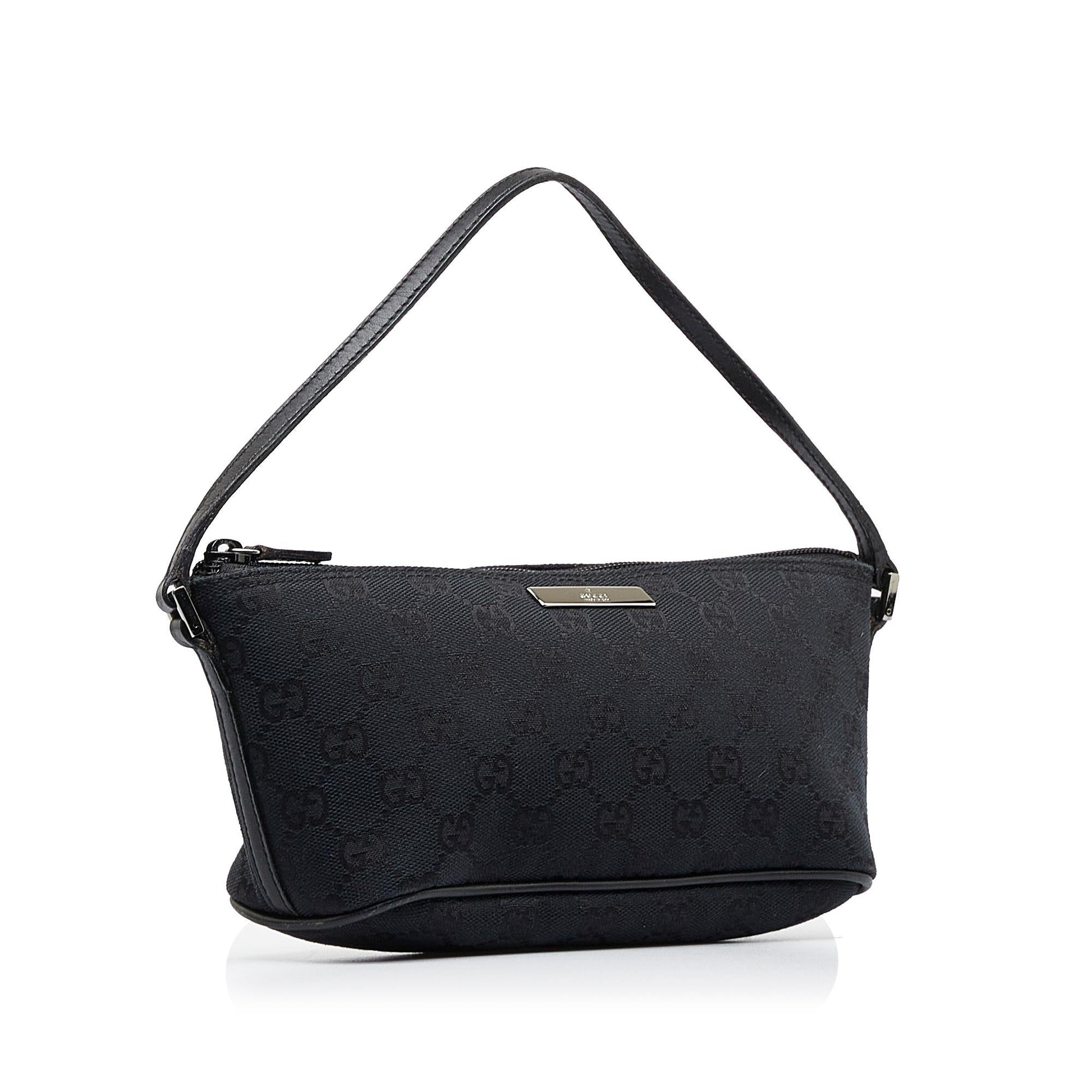 Gucci GG Boat SHG-f1ySfg Canvas Calf Black Handbag