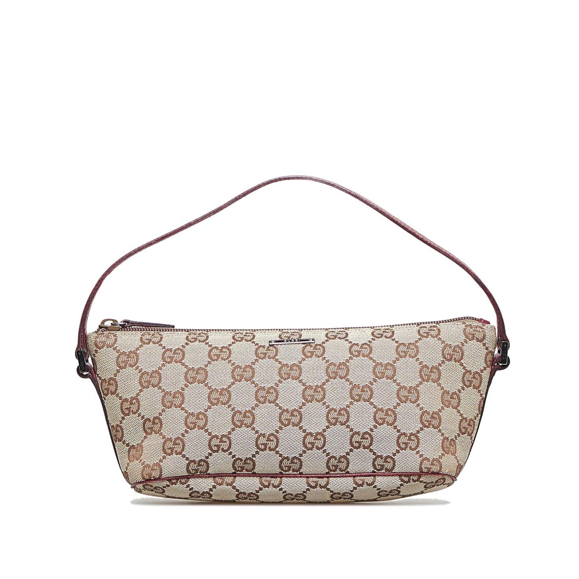 Gucci GG Boat SHG-cLyW1a Canvas Calf Brown Handbag