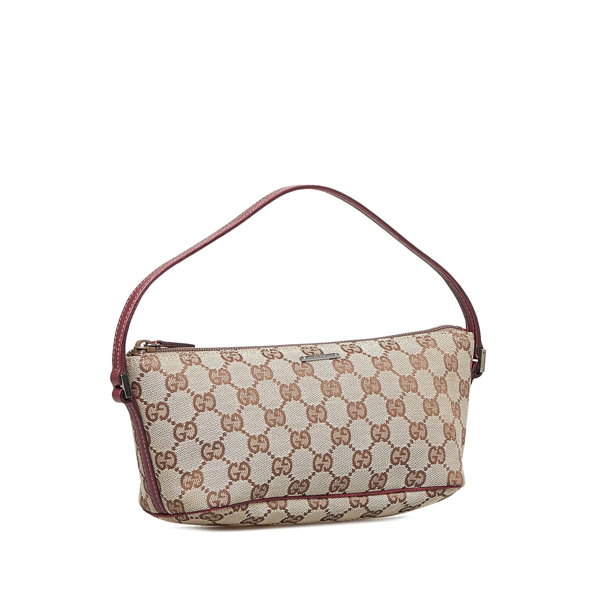 Gucci GG Boat SHG-cLyW1a Canvas Calf Brown Handbag