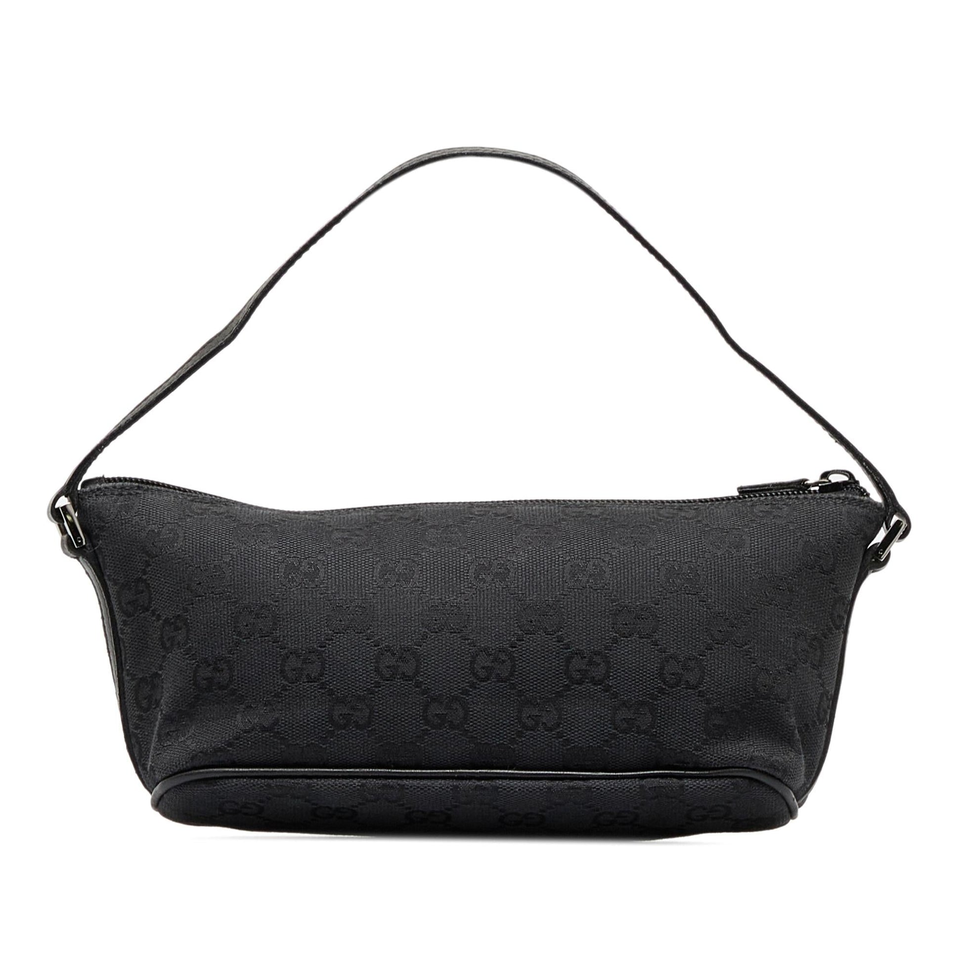 Gucci GG Boat SHG-UoK7rr Canvas Black Handbag