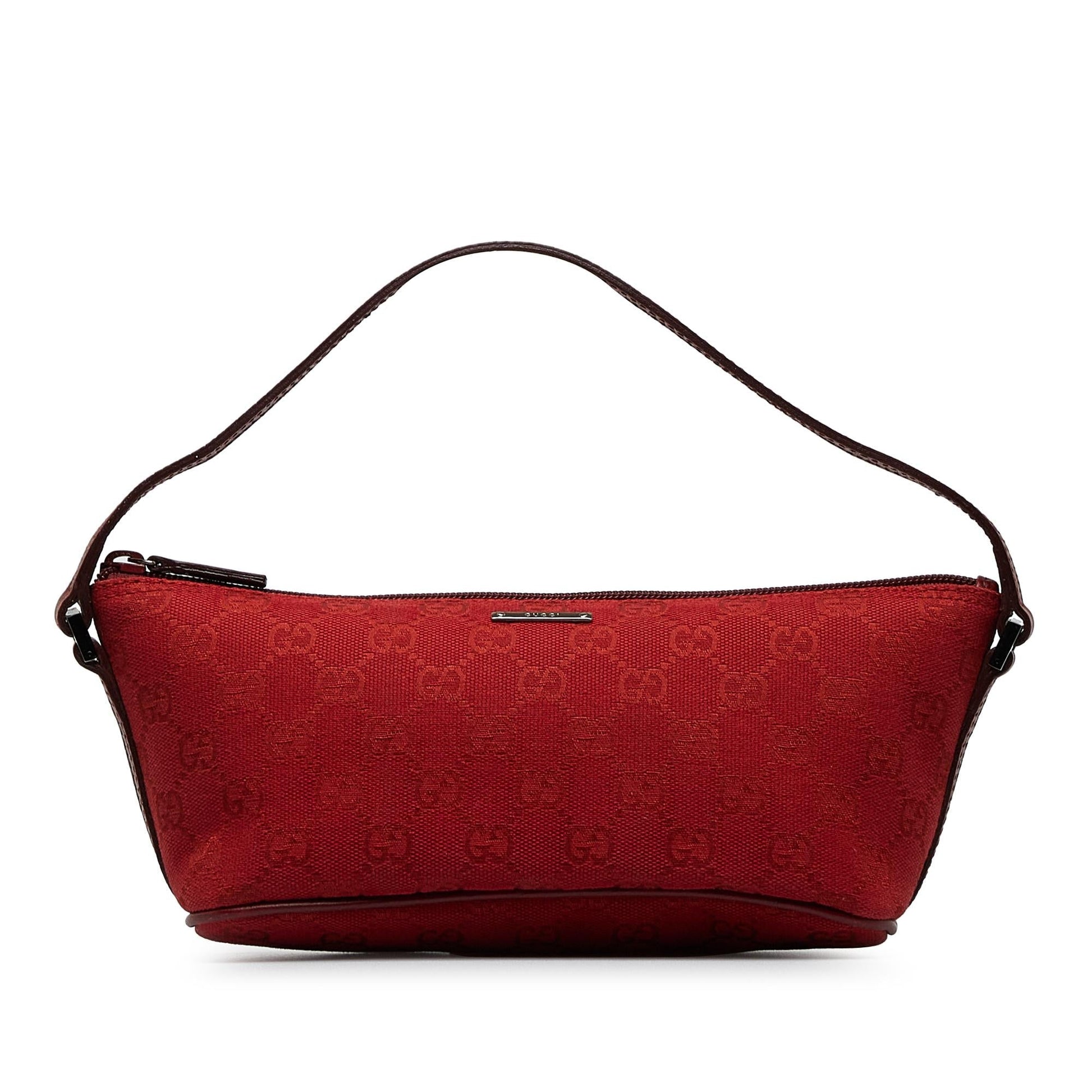 Gucci GG Boat SHG-AcellQ Canvas Red Handbag
