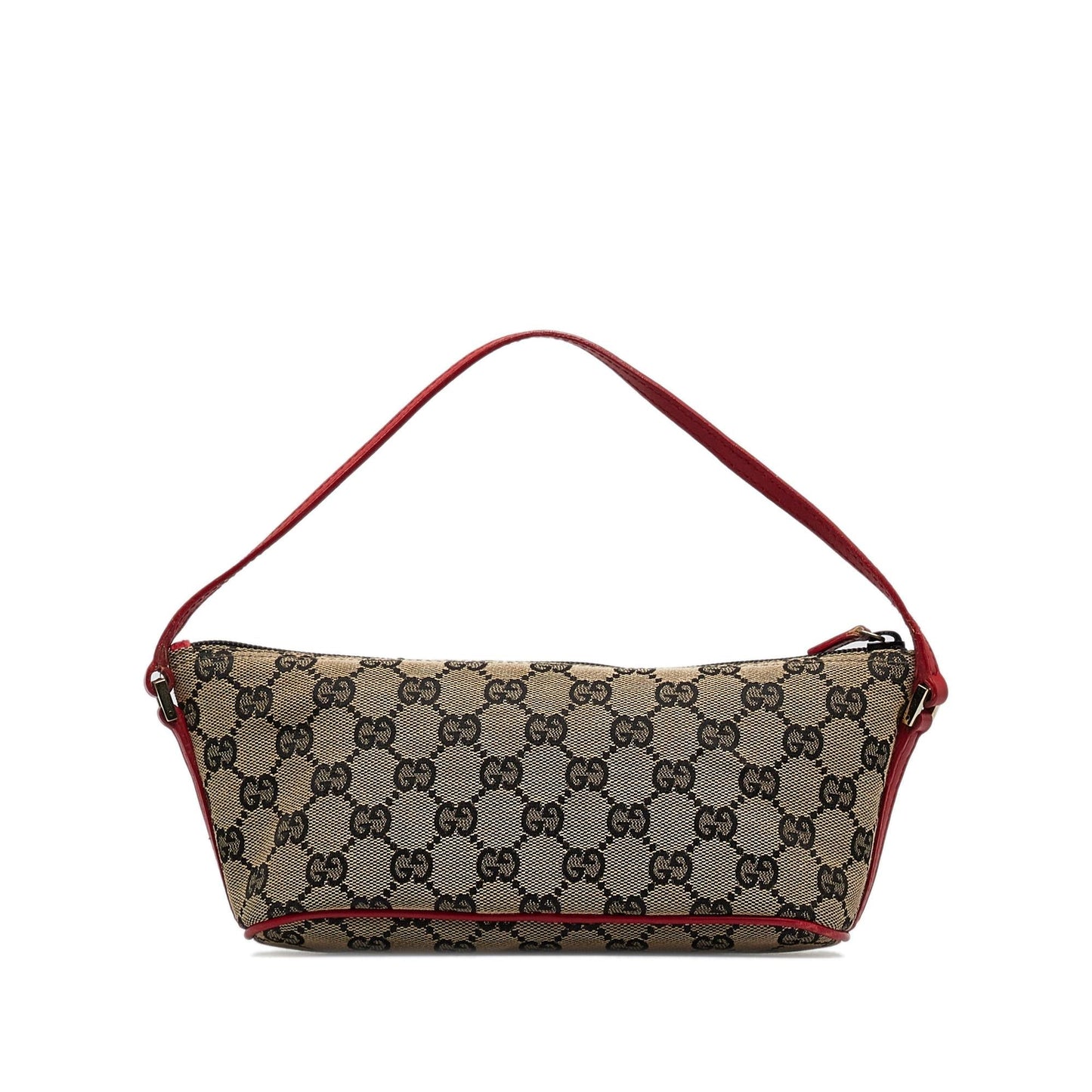 Gucci GG Boat SHG-KVx3ES Canvas Calf Brown Red Handbag