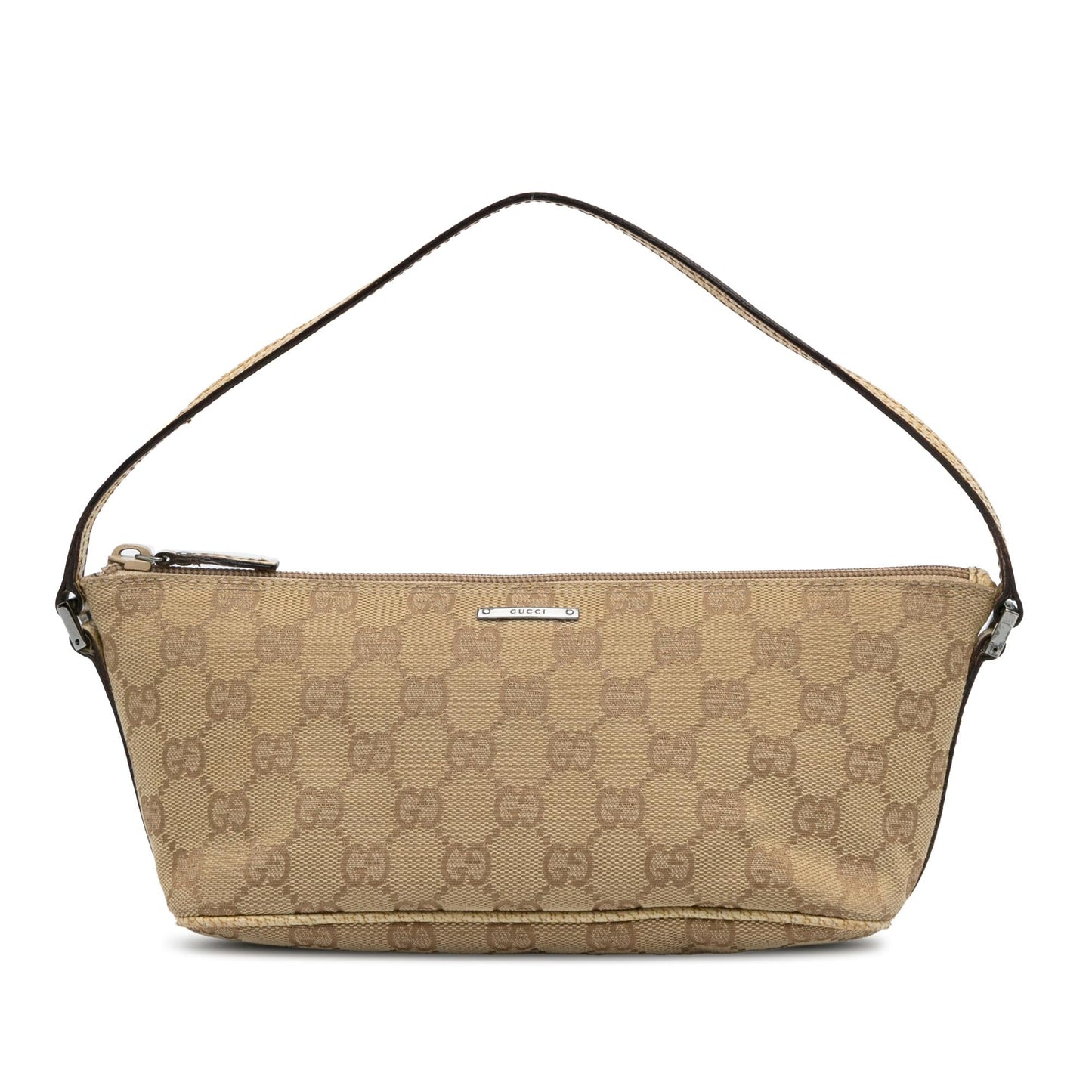 Gucci GG Boat SHG-E9ftJ8 Canvas Calf Brown Handbag