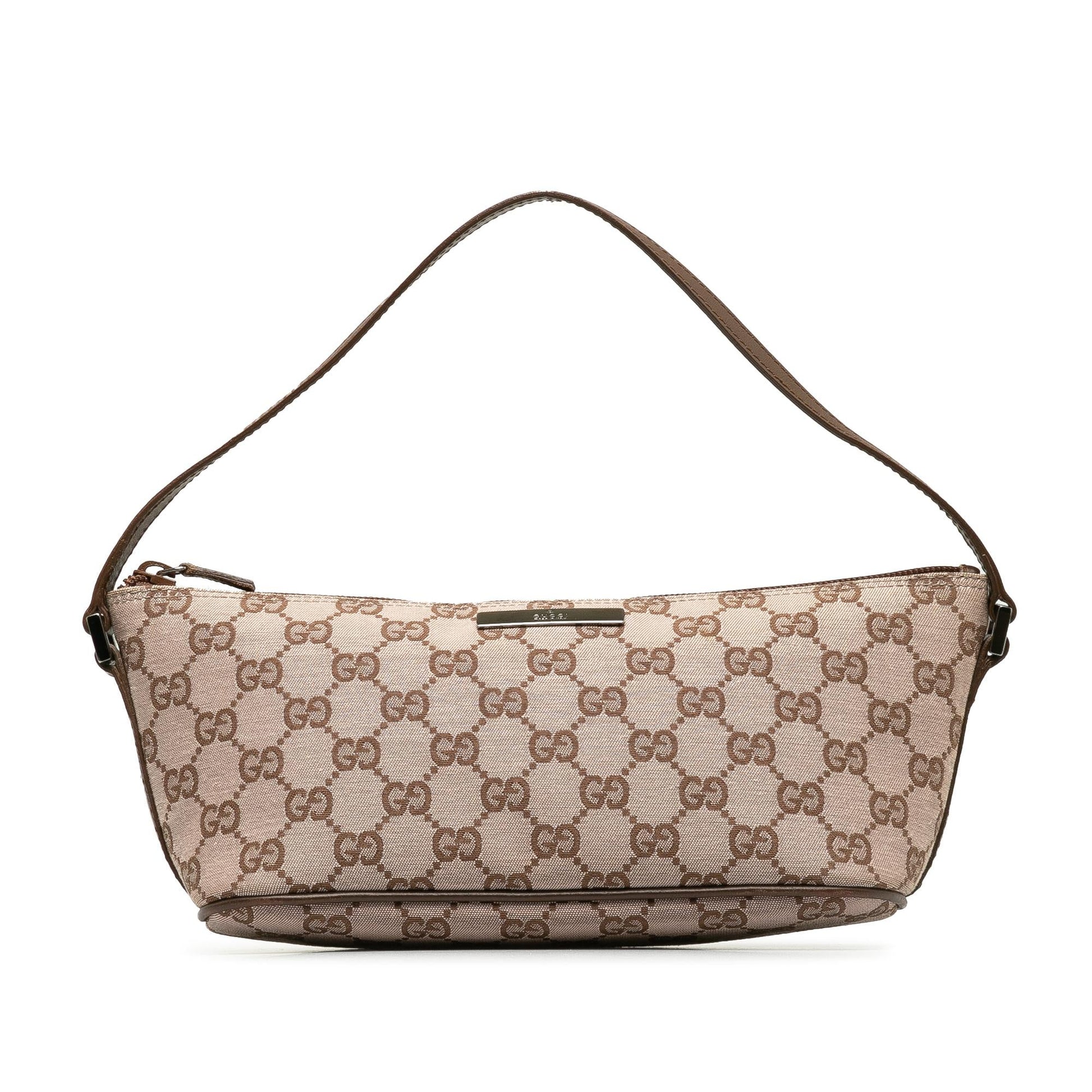Gucci GG Boat SHG-j896jl Canvas Calf Brown Handbag