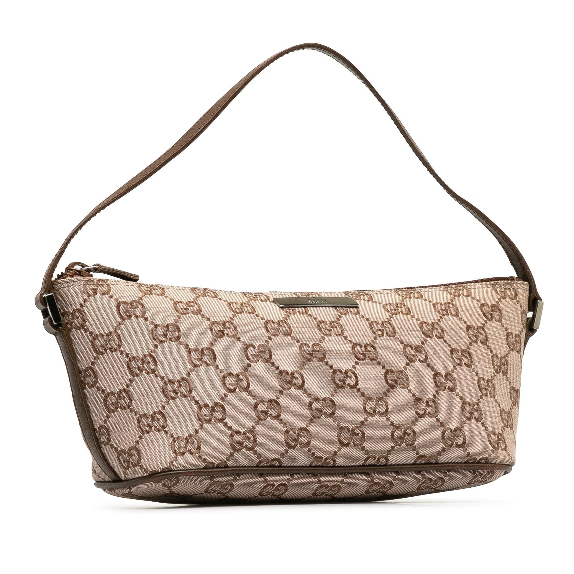 Gucci GG Boat SHG-j896jl Canvas Calf Brown Handbag