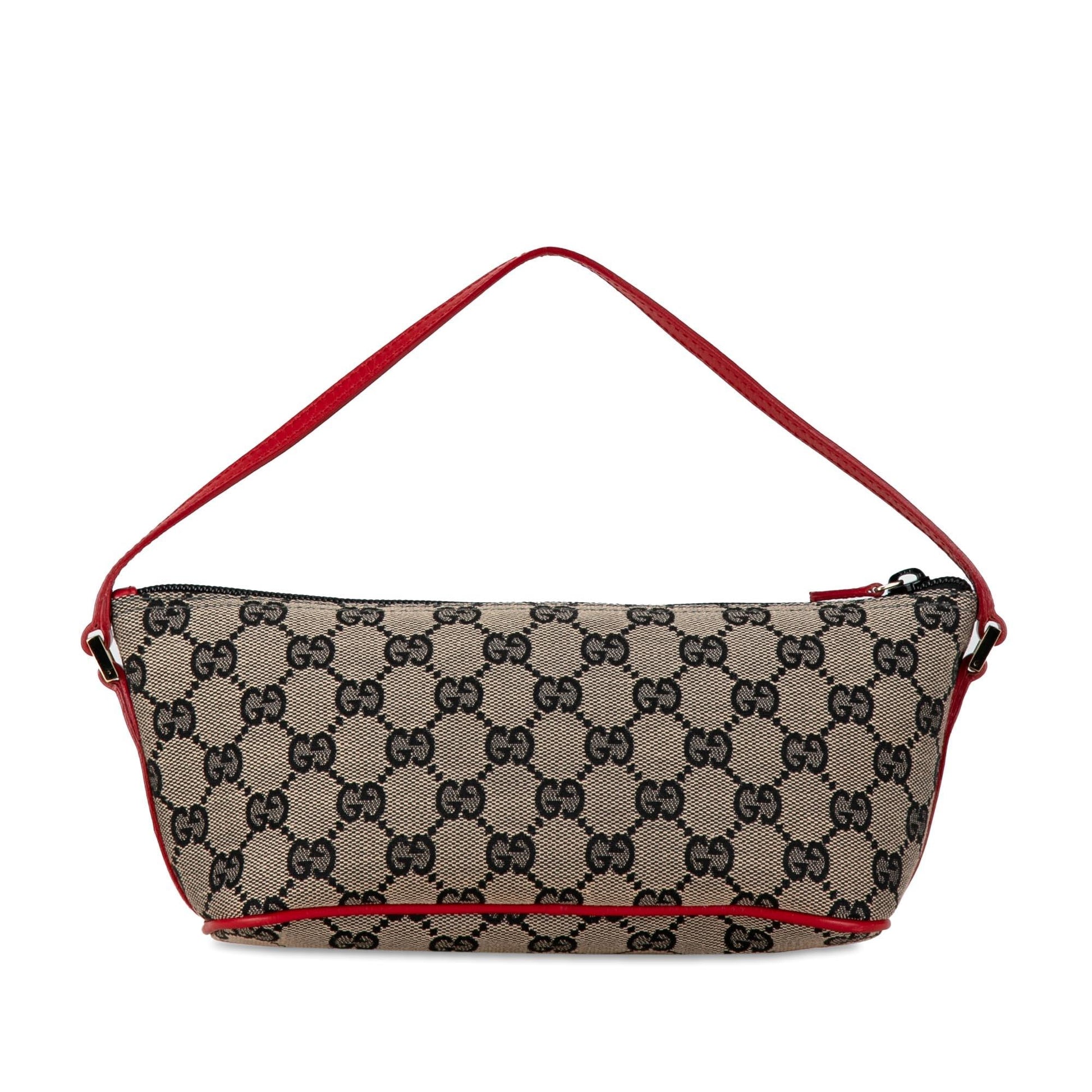 Gucci GG Boat SHG-X58v2X Canvas Calf Brown Red Shoulder Bag